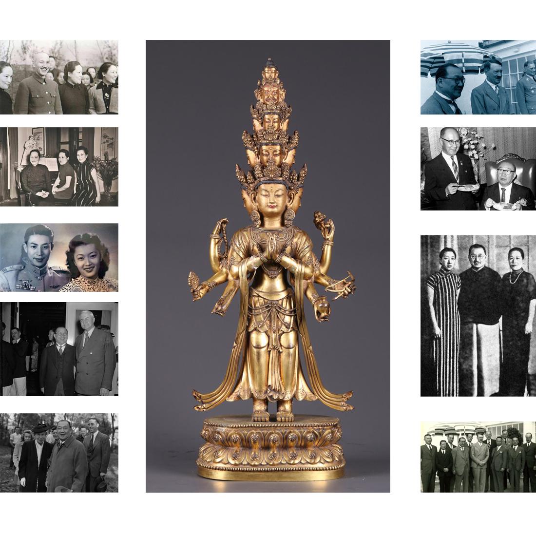 A TIBETAN GILT BRONZE AVALOKITESVARA STATUE. (1 of 11)