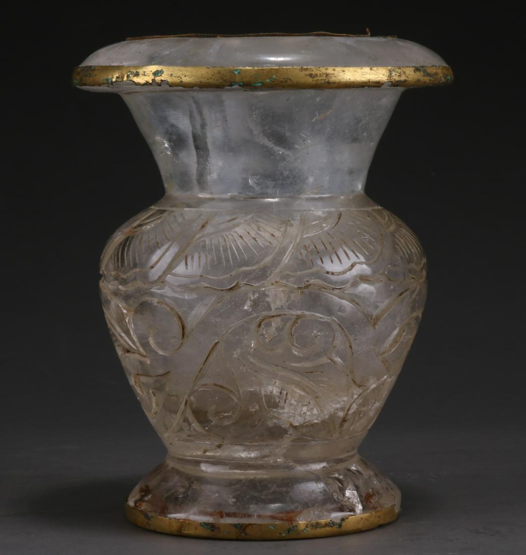 A CRYSTAL BOTTLE WITH GOLDEN RIM. (1 of 8)