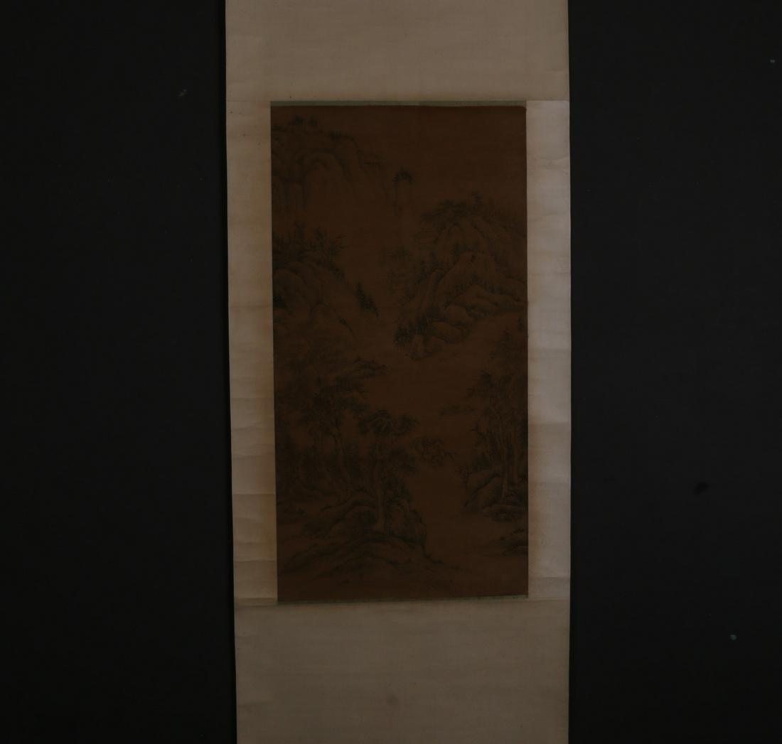A LANDSCAPE PAINTING ON SILK BY WANG MENG.: Landscape Painting on Silk, Hand Painted by Wang Meng.