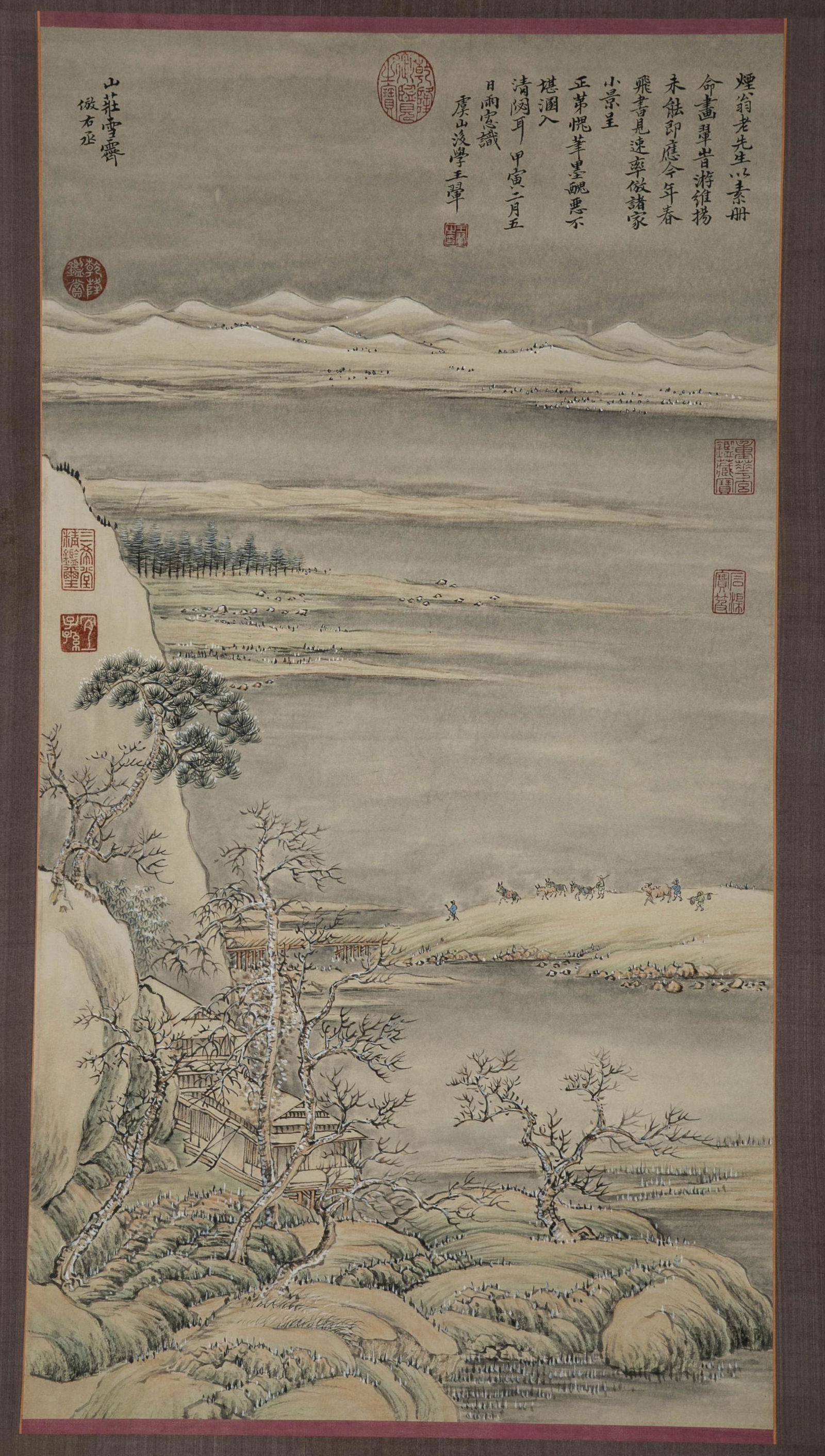 A SNOWY SCENERY PAINTING ON PAPER BY WANG HUI.: Snowy Scenery Painting on Paper, Hand Painted by Wang Hui.