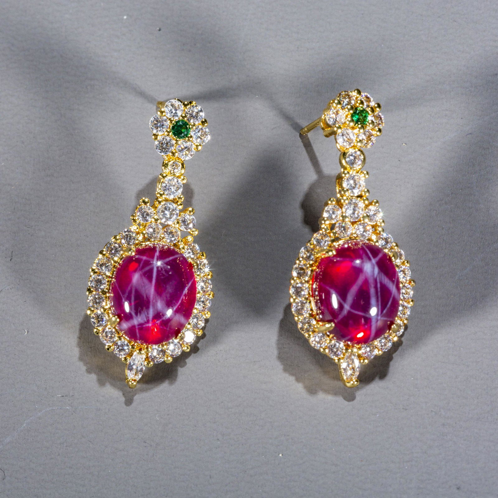 A PAIR OF RUBY EARRINGS. (1 of 4)