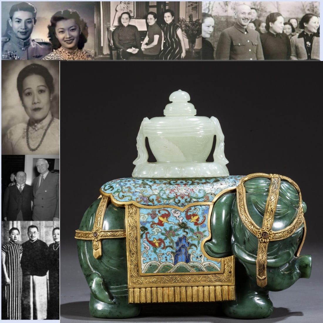 A HETIAN JASPER ELEPHANT CARVING ORNAMENT. (1 of 10)