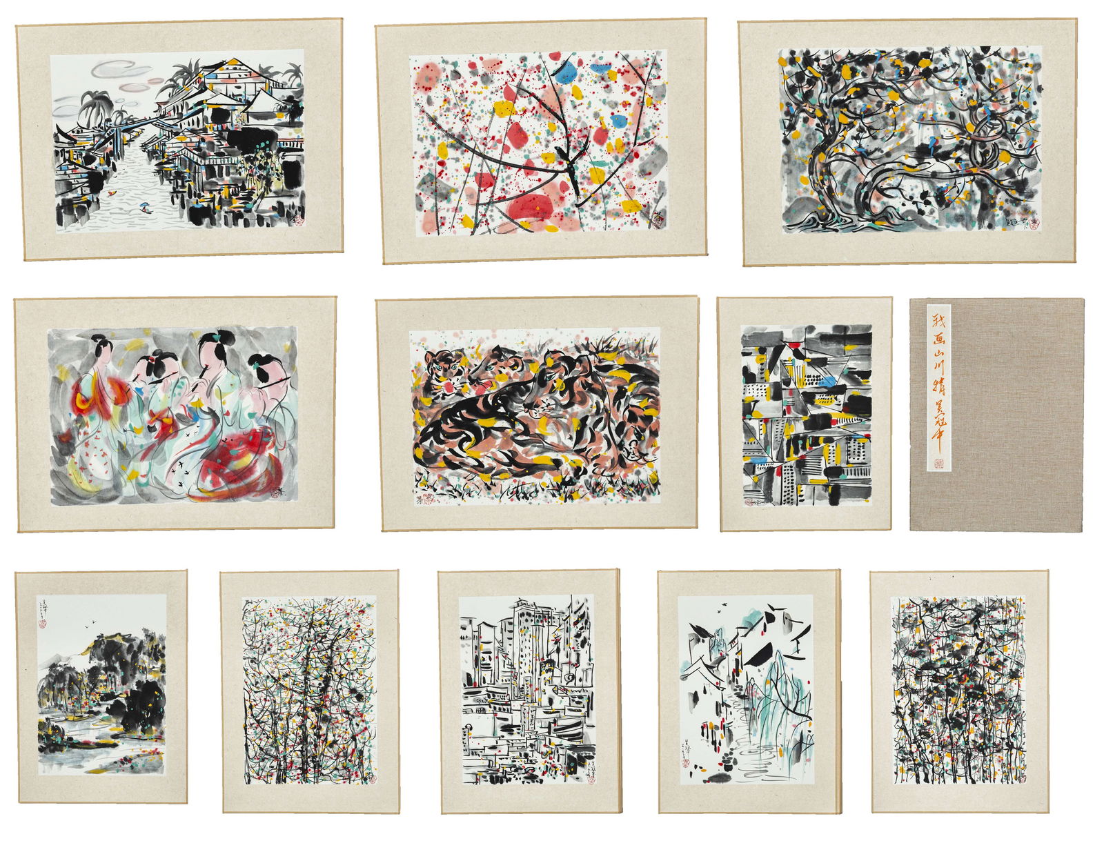 A PAPER COLLECTION OF SCENERY PAINTINGS. (1 of 13)