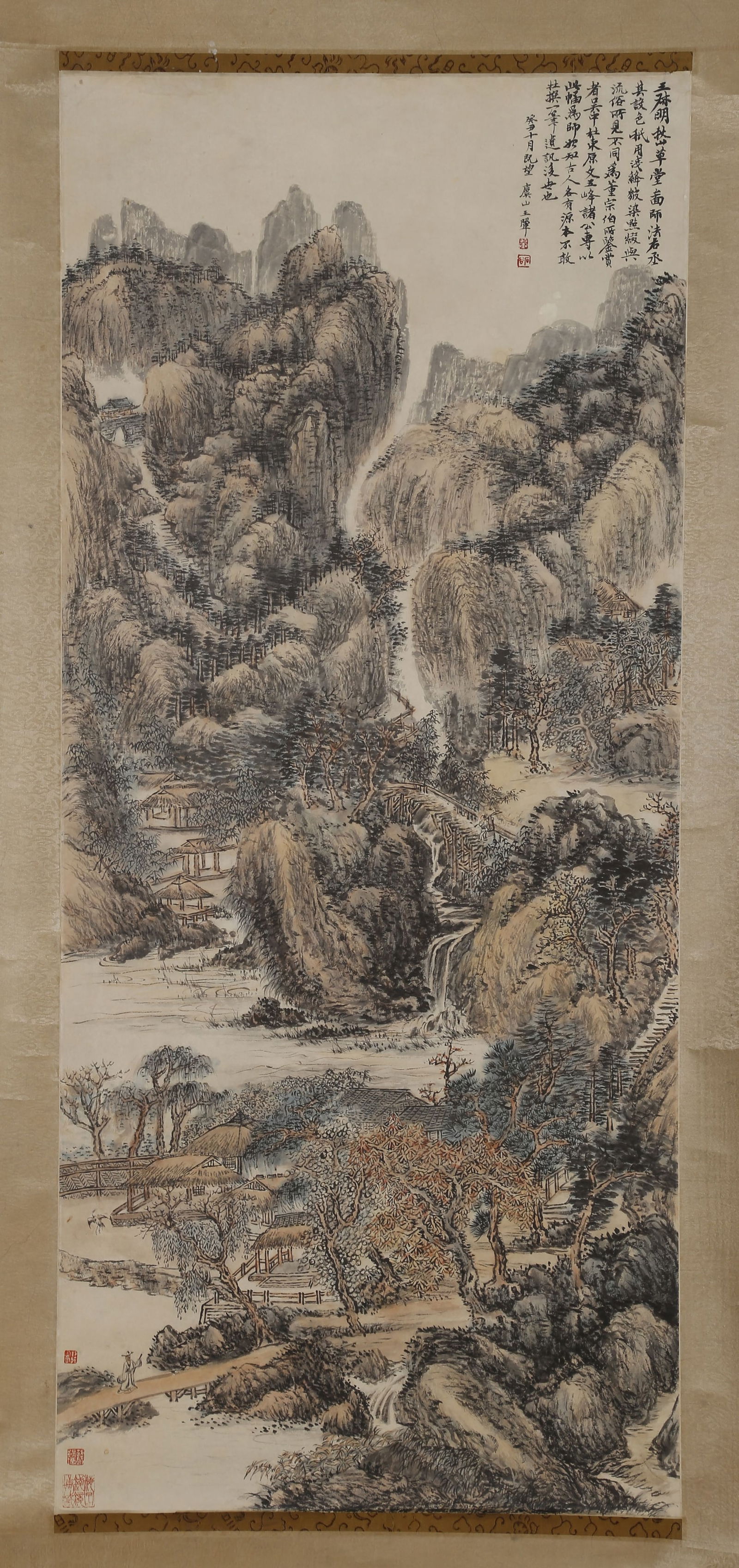 A LANDSCAPE PAINTING ON PAPER BY WANG HUI.王翬: Landscape Painting on Paper, Hand Painted by Wang Hui.王翬