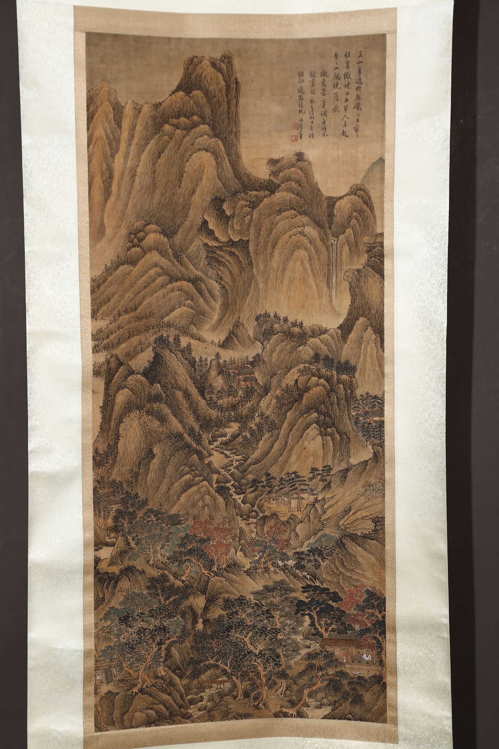 A LANDSCAPE PAINTING ON SILK BY WANG HUI.王翬: Landscape Painting on Silk, Hand Painted by Wang Hui.王翬