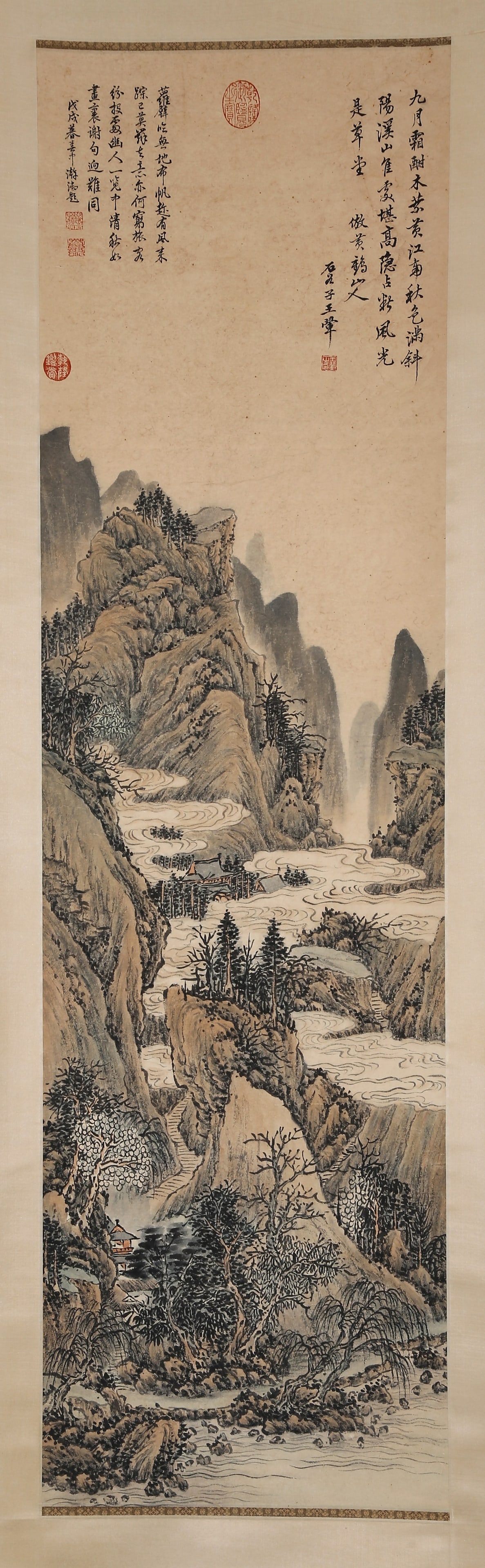 A LANDSCAPE PAINTING ON PAPER BY WANG HUI.王翬: Landscape Painting on Paper, Hand Painted by Wang Hui.王翬