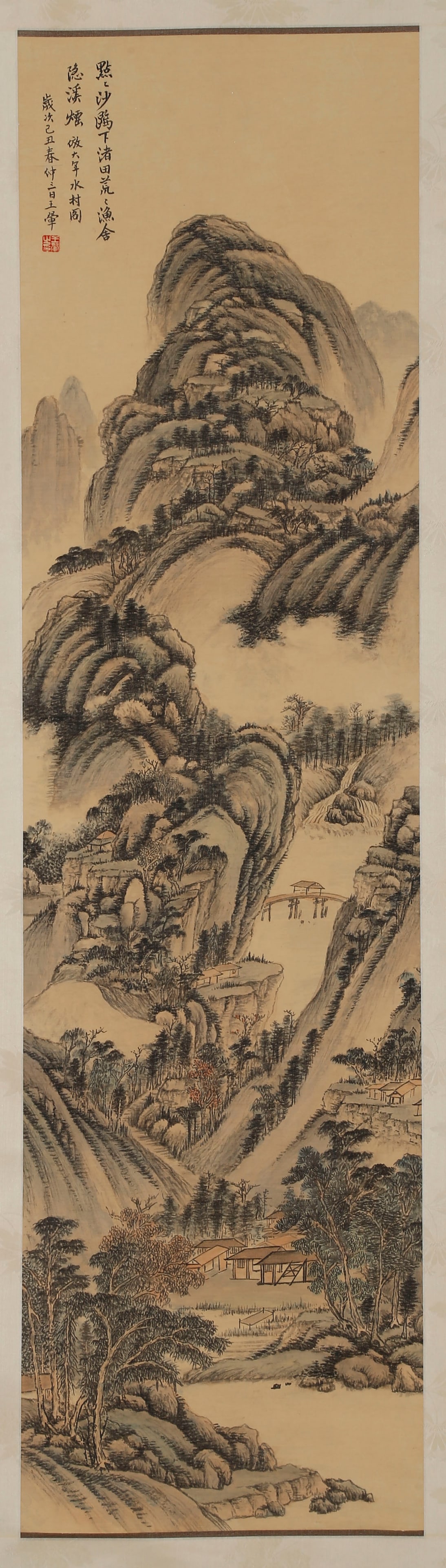 A LANDSCAPE PAINTING ON SILK, BY WANG HUI.王翬: Landscape Painting on Silk, Painted by Wang Hui.王翬