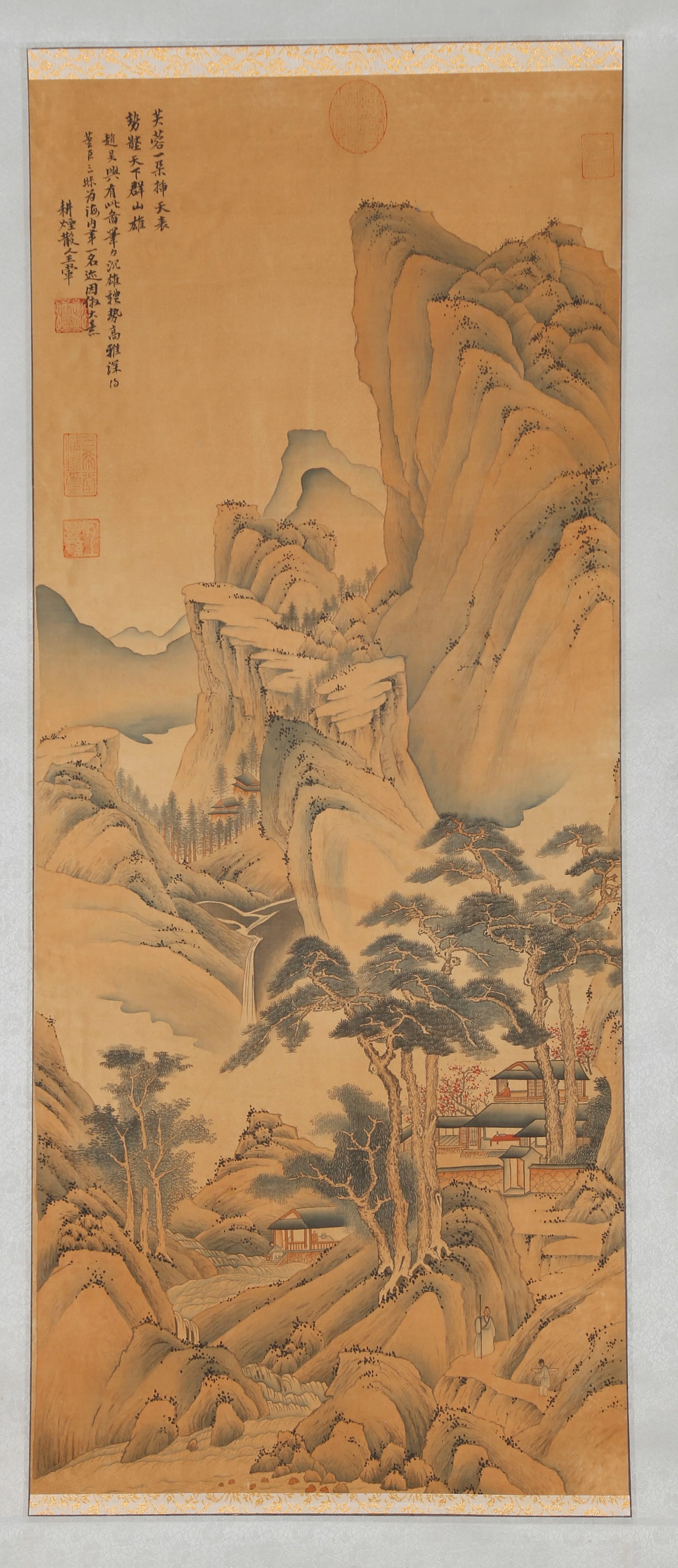 A LANDSCAPE PAINTING ON SILK, BY WANG HUI.王翬: Landscape Painting on Silk, Painted by Wang Hui.王翬