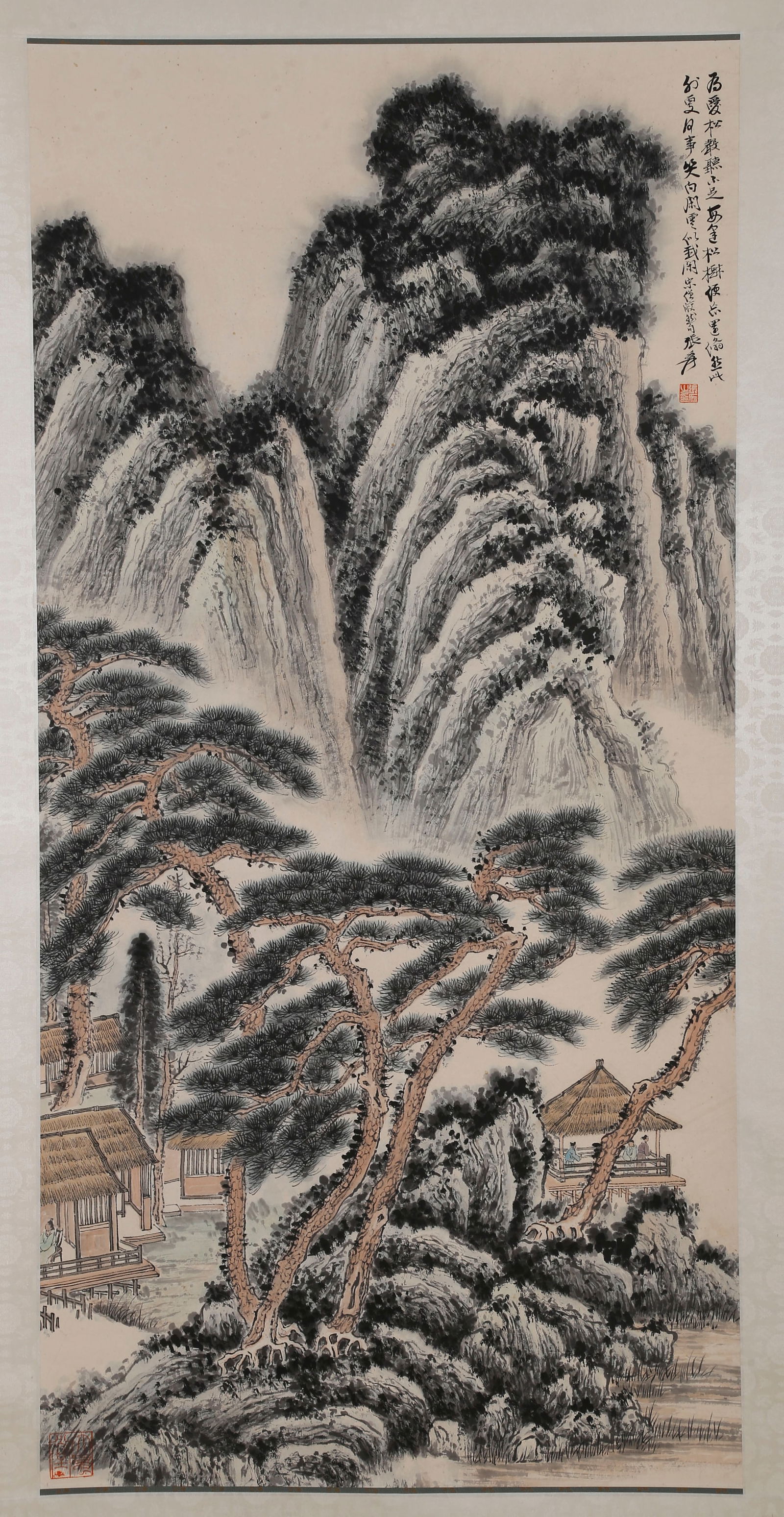 A MOUNTAINS AND PINES PAINTING ON PAPER.张大千 (1 of 10)