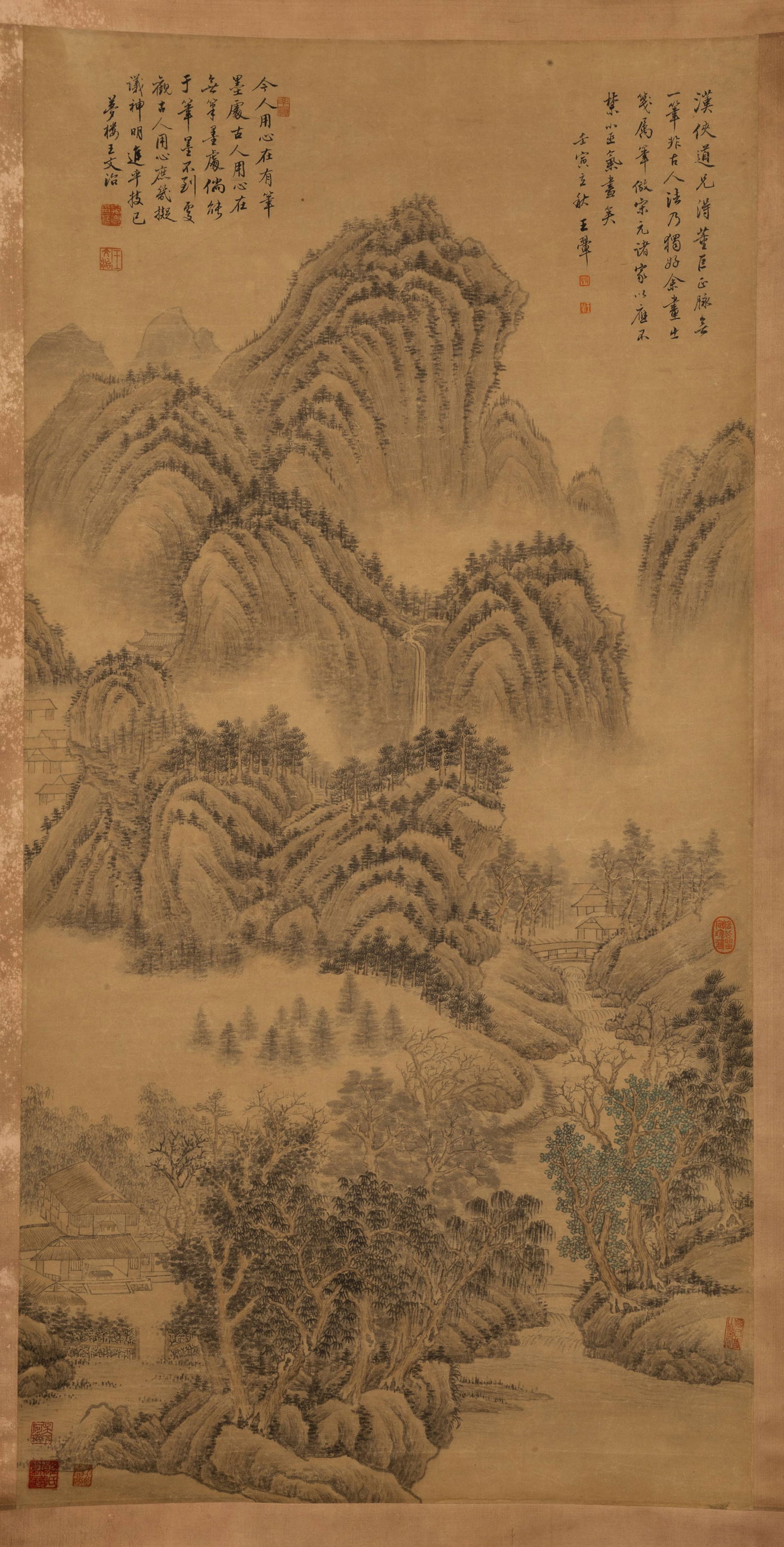 A LANDSCAPE PAINTING ON PAPER BY WANG HUI.王翬: Landscape Painting on Paper, Painted by Wang Hui.王翬