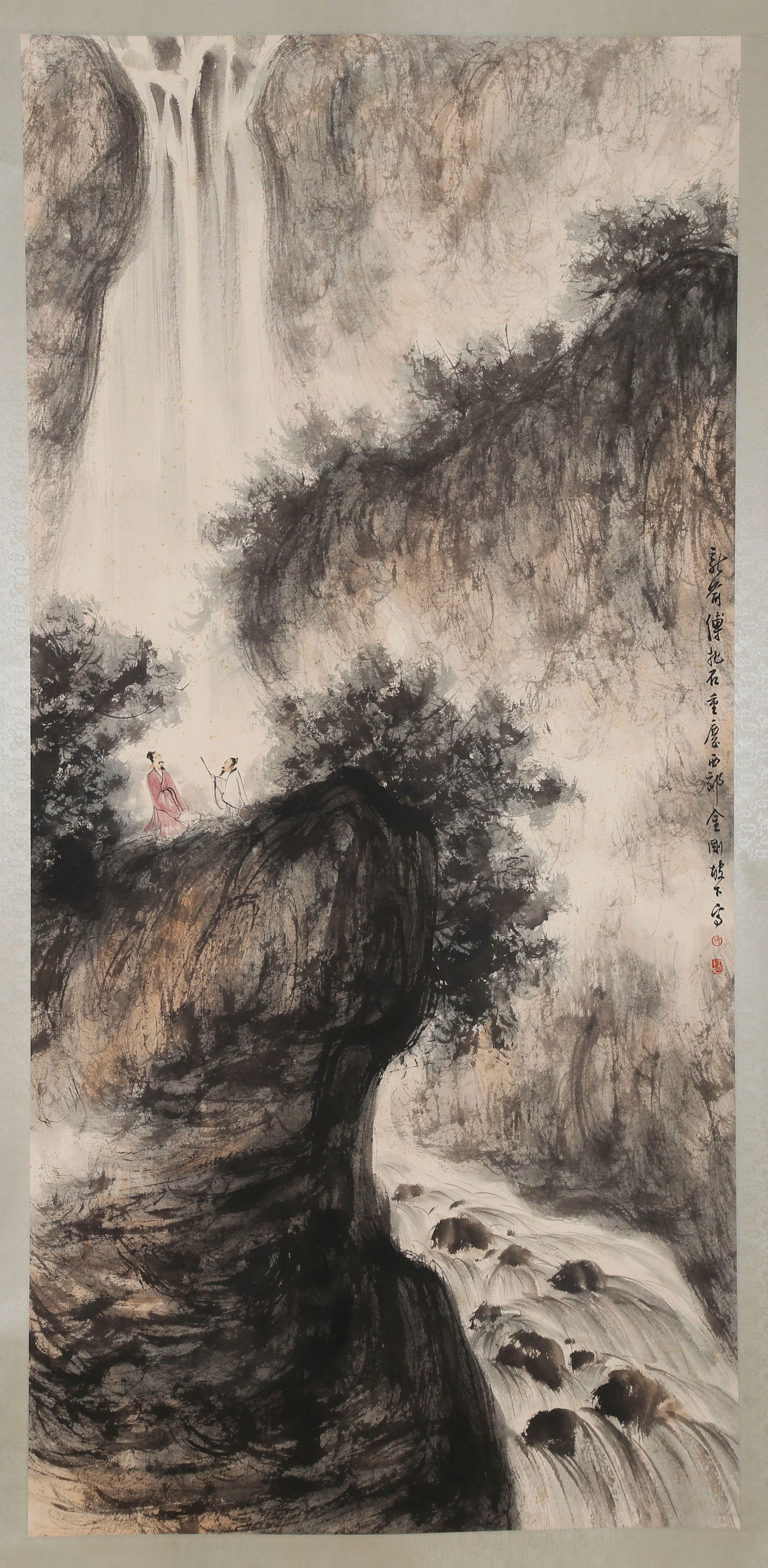 A LANDSCAPE PAINTING ON PAPER, FU BAOSHI.傅抱石: Landscape Painting on Paper, Painted by Fu Baoshi.傅抱石