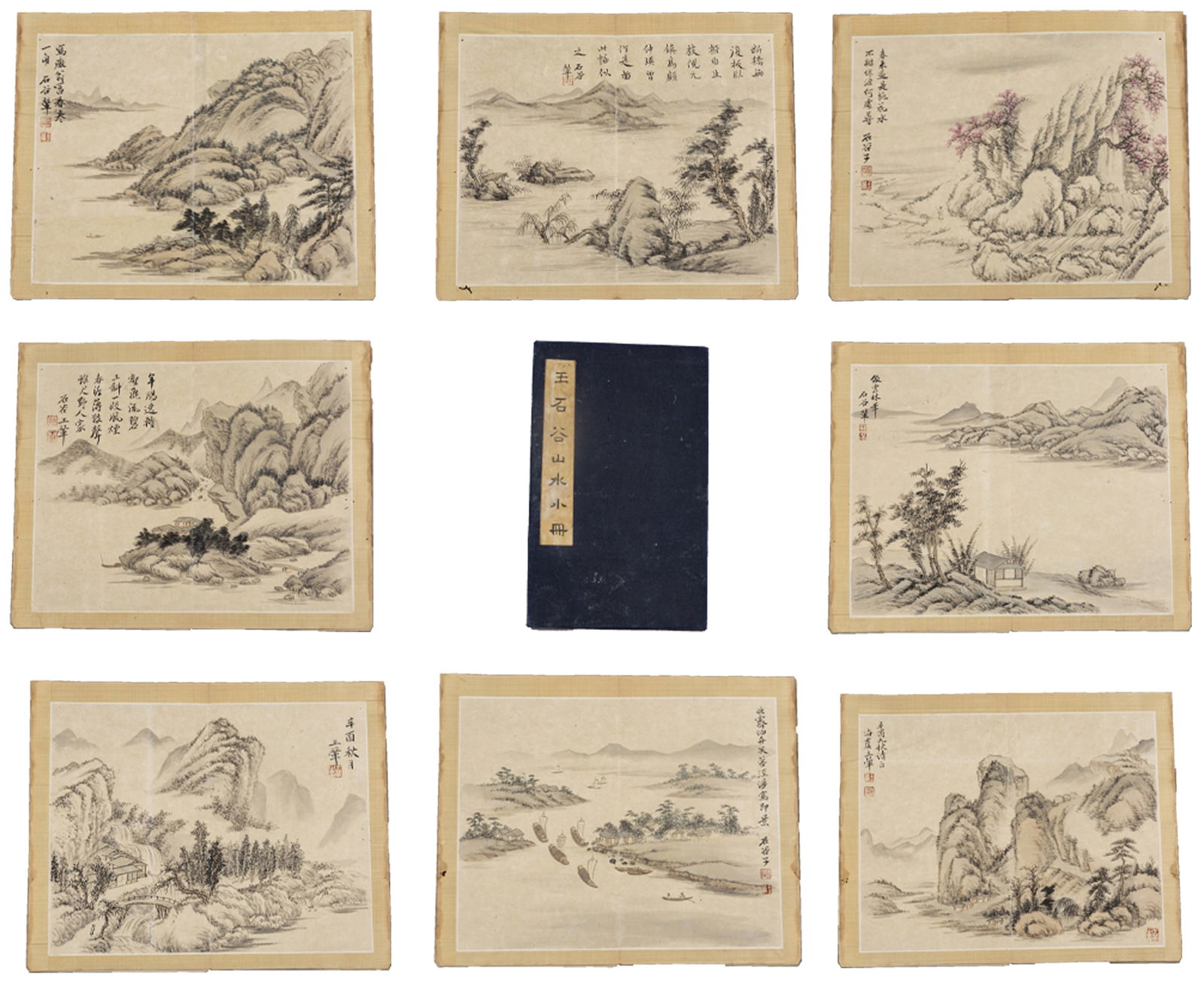 A PAPER COLLECTION OF LANDSCAPE PAINTINGS.王翬: Paper Collection of Landscape Paintings, Painted by Wang Hui, A Total of 10 Pages.王翬