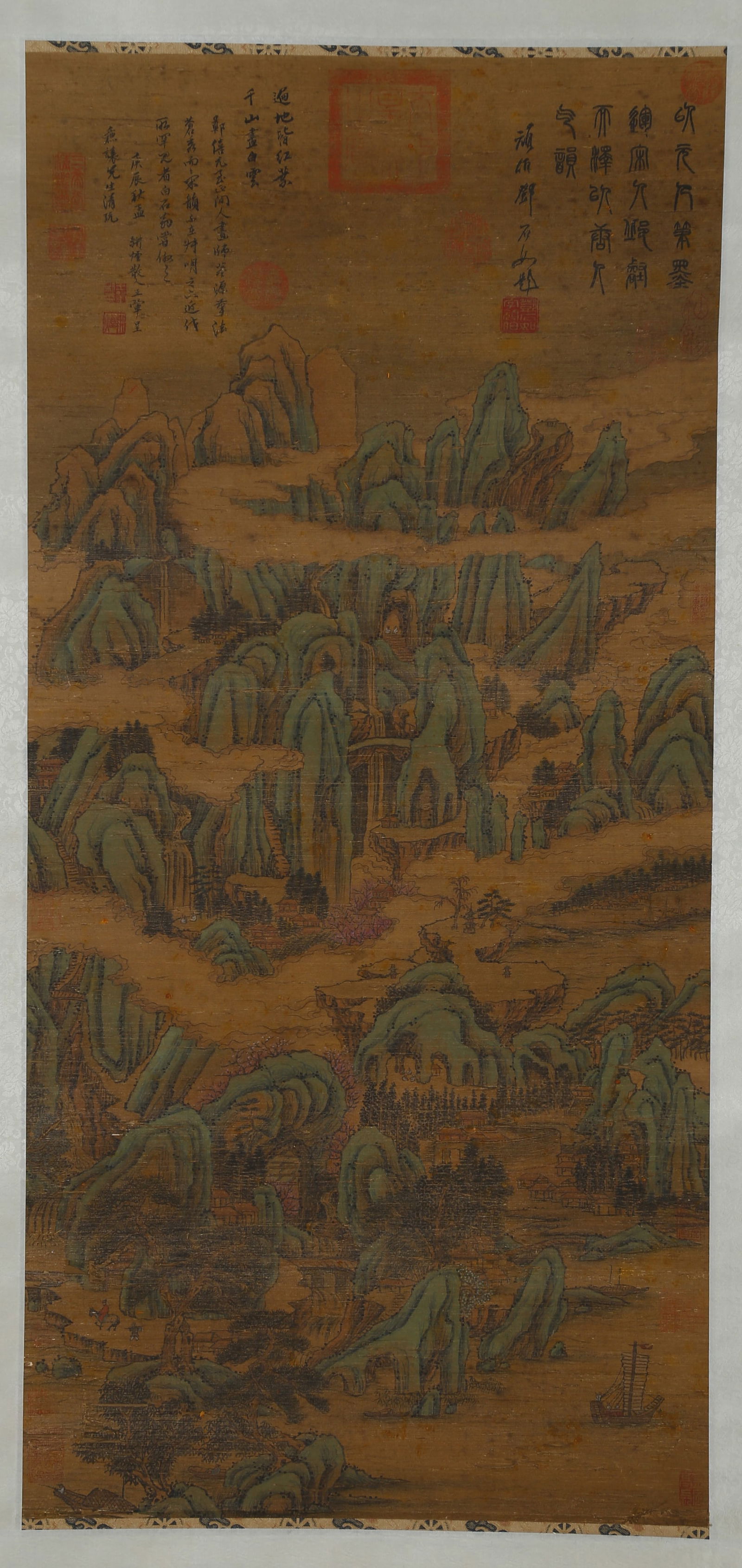 A LANDSCAPE PAINTING ON SILK, BY WANG HUI.王翬: Landscape Painting on Silk, Painted by Wang Hui.王翬
