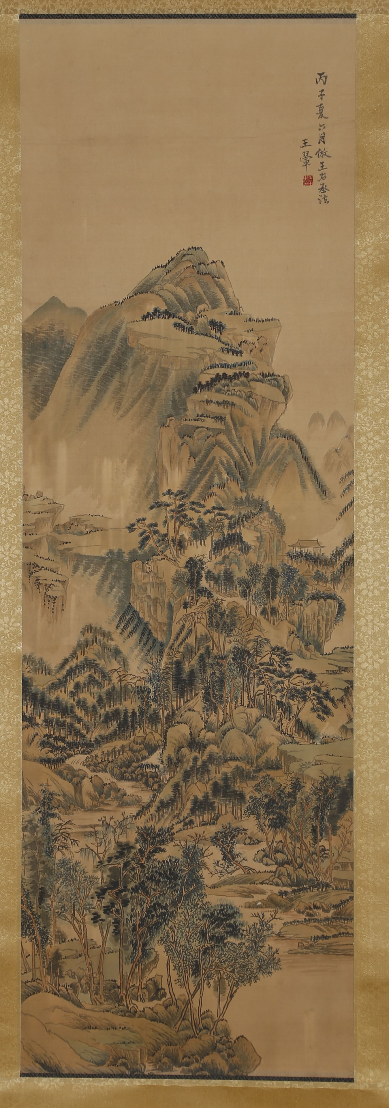 A LANDSCAPE PAINTING ON SILK, BY WANG HUI.王翬: Landscape Painting on Silk, Painted by Wang Hui.王翬