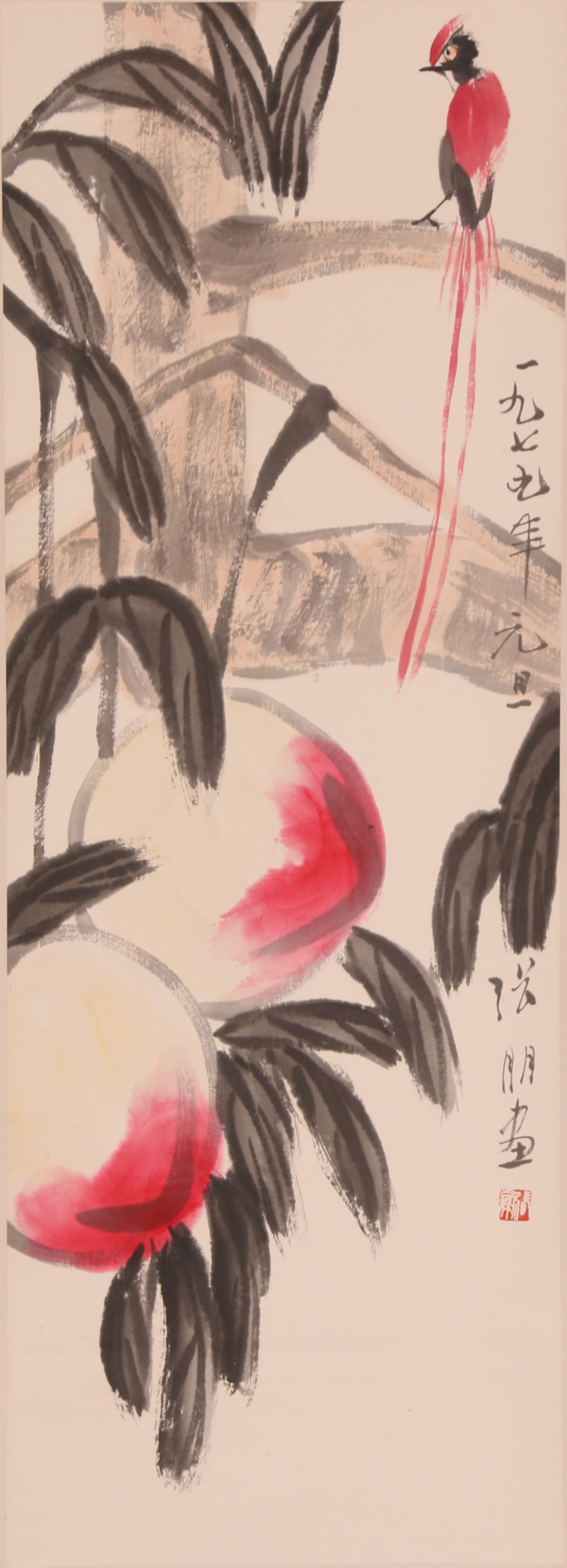 A FLOWERS AND BIRDS PAINTING, BY ZHANG PENG.张朋: Flowers and Birds Painting on Paper, Painted by Zhang Peng.张朋