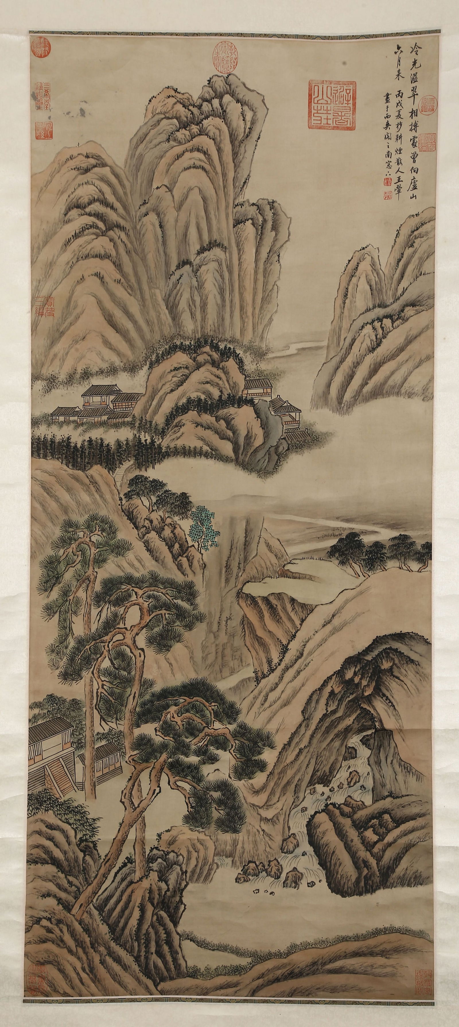 A LANDSCAPE PAINTING ON SILK BY WANG HUI.王翬: Landscape Painting on Silk, Hand Painted by Wang Hui.王翬