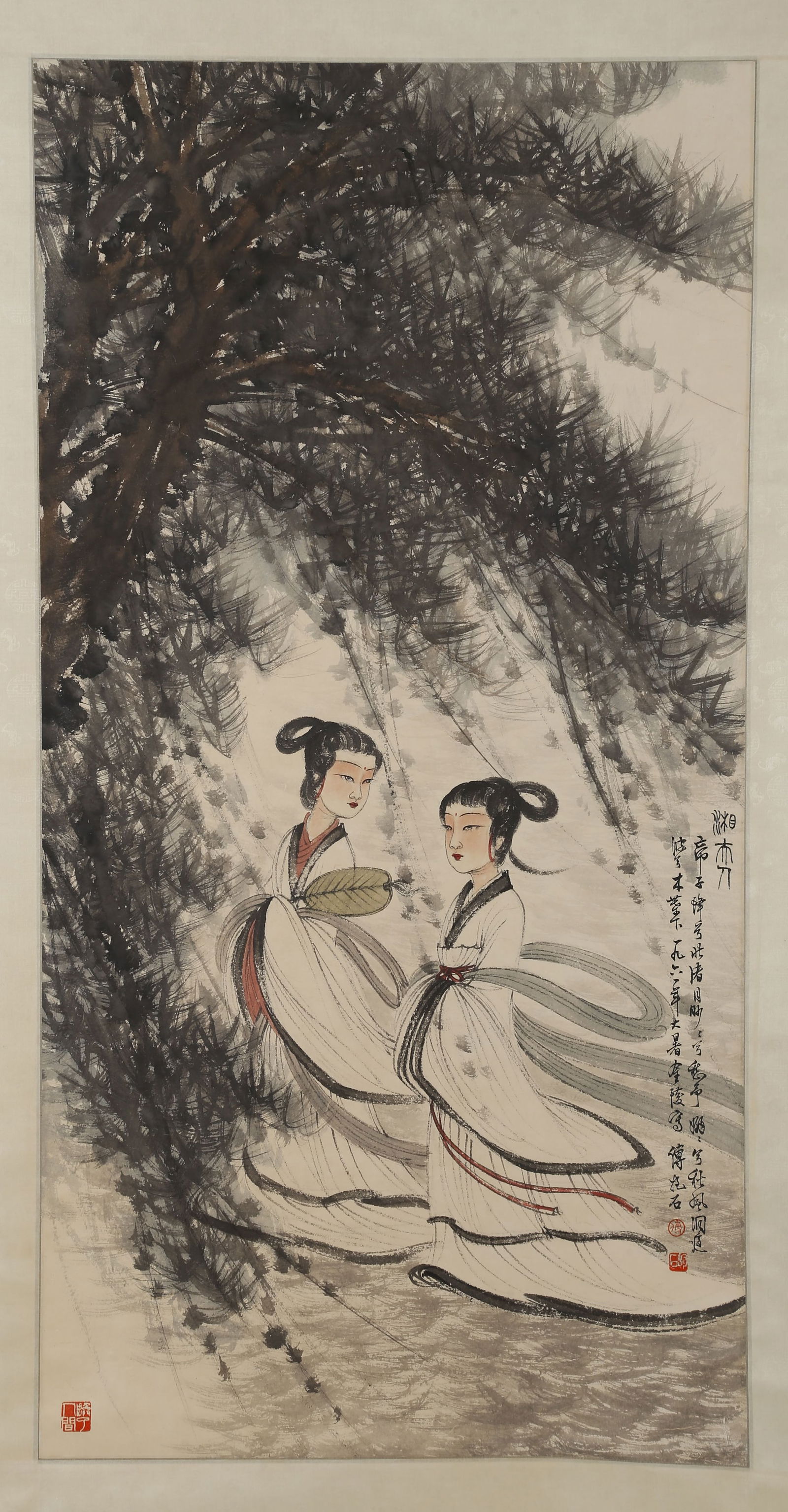 A FIGURE PAINTING ON PAPER, BY FU BAOSHI.傅抱石: Figure Painting on Paper, Painted by Fu Baoshi.傅抱石