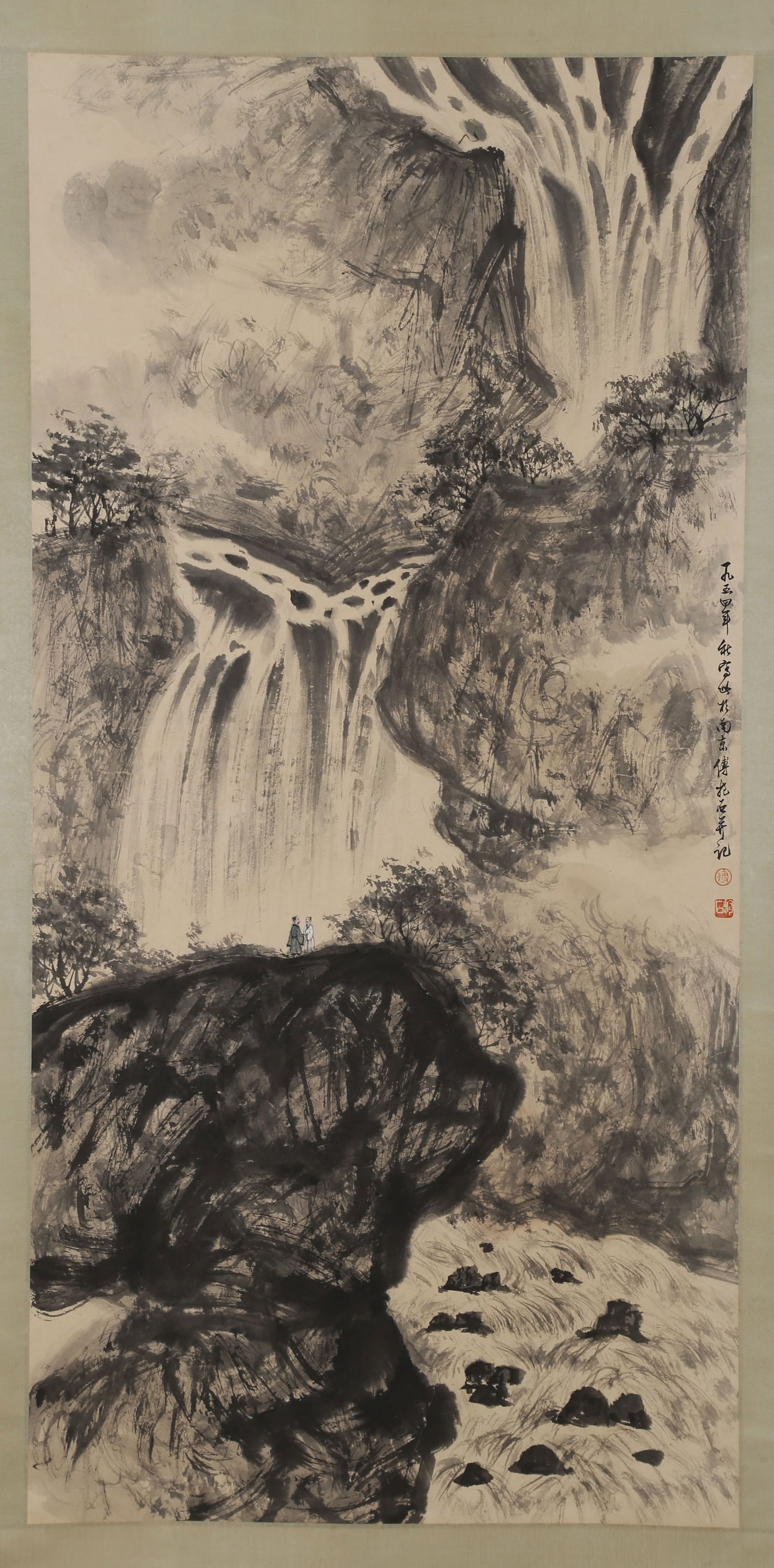 A LANDSCAPE PAINTING ON PAPER, FU BAOSHI.傅抱石: Landscape Painting on Paper, Painted by Fu Baoshi.傅抱石