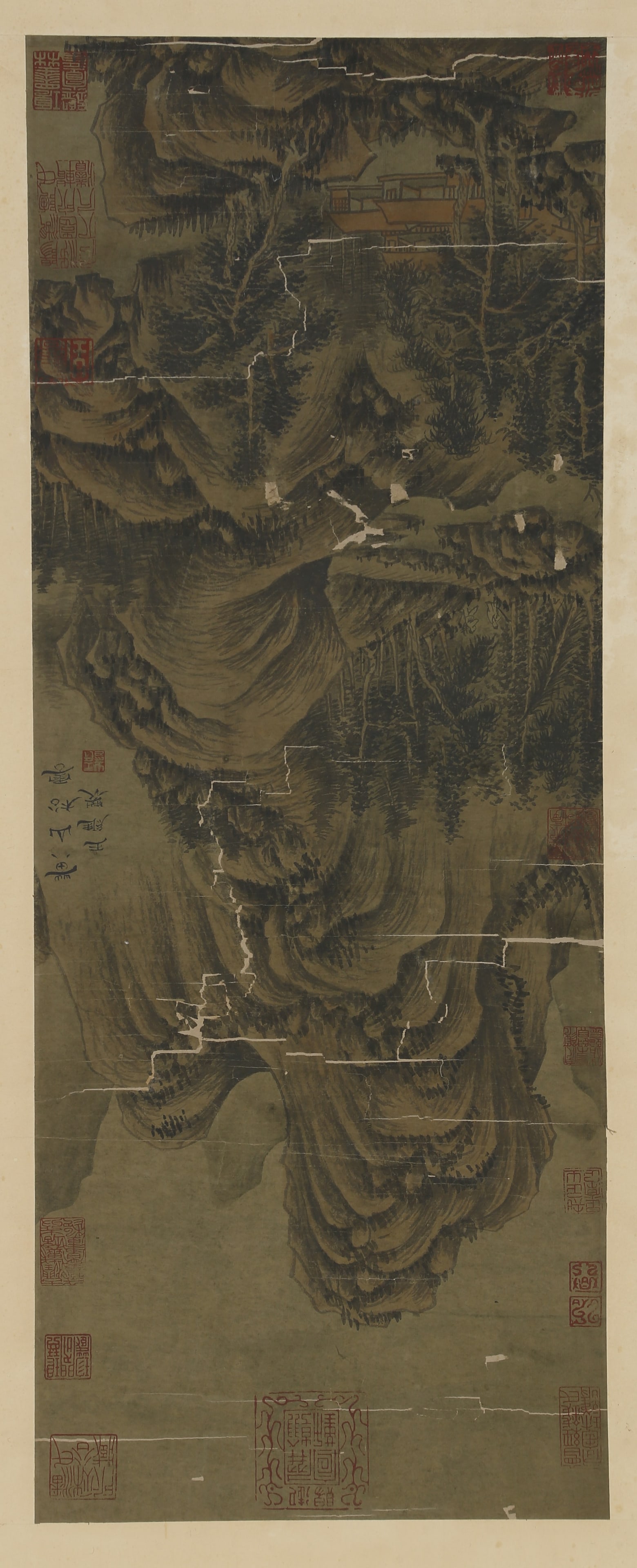 A LANDSCAPE PAINTING ON PAPER, BY WANG WEI.王维: Landscape Painting on Paper, Painted by Wang Wei.王维