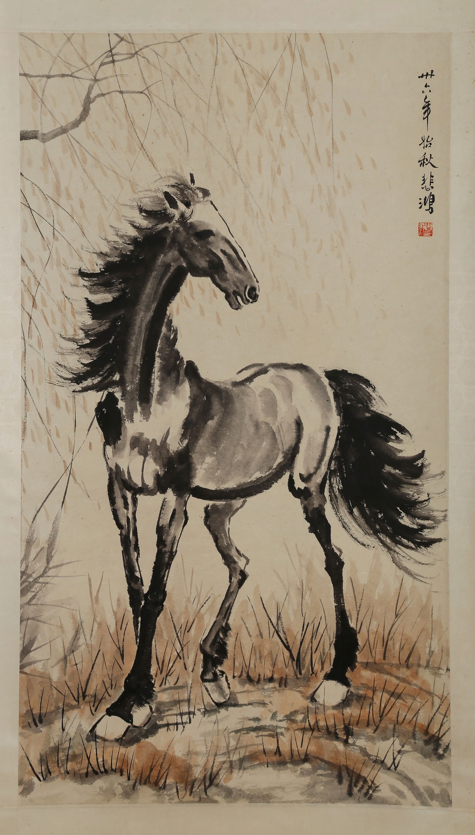A HORSE PAINTING ON PAPER, BY XU BEIHONG.徐悲鸿 (1 of 10)