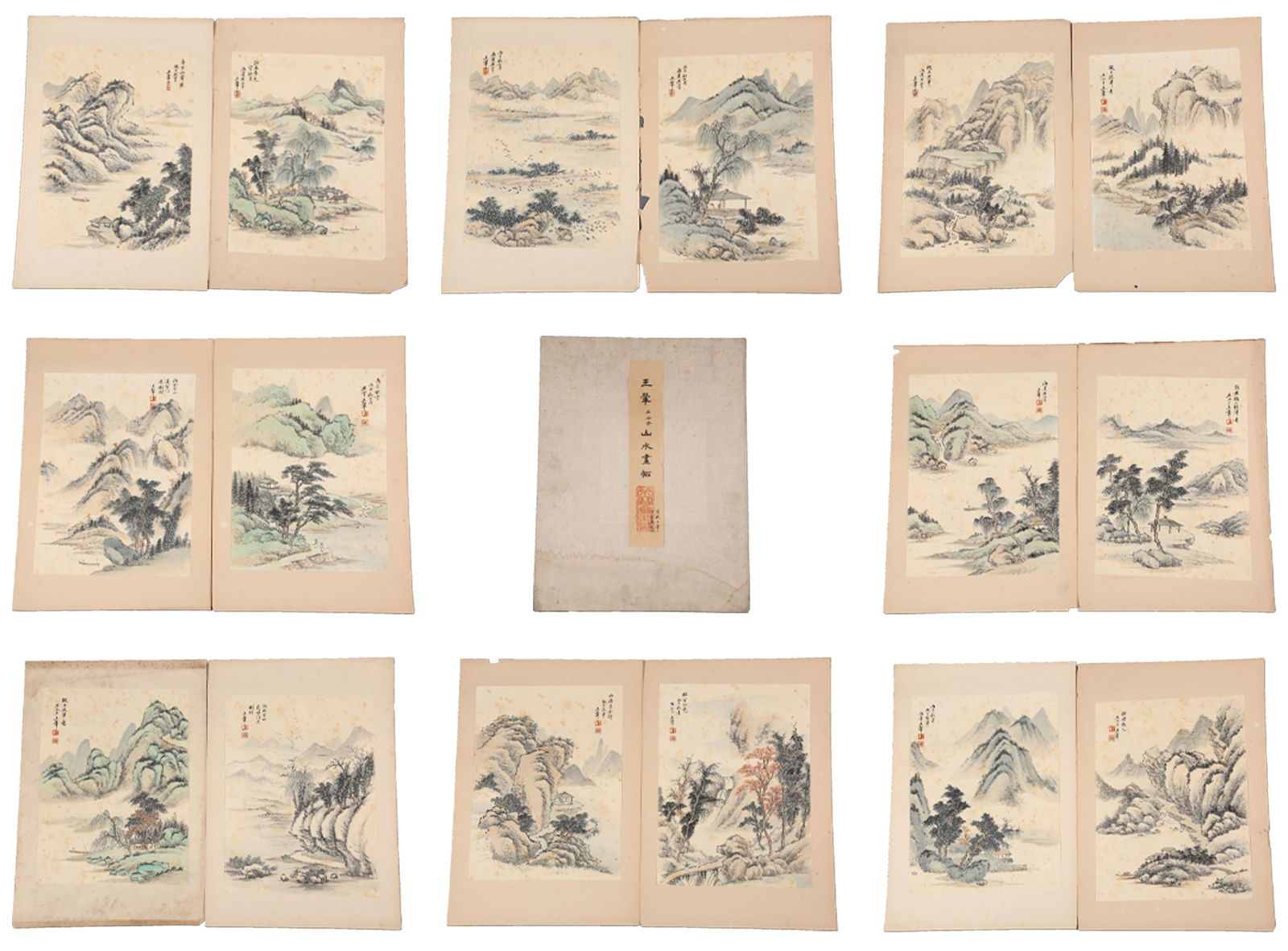A PAPER COLLECTION OF LANDSCAPE PAINTINGS.王翬: Paper Collection of Landscape Paintings, by Wang Hui, A Total of 26 Pages.王翬