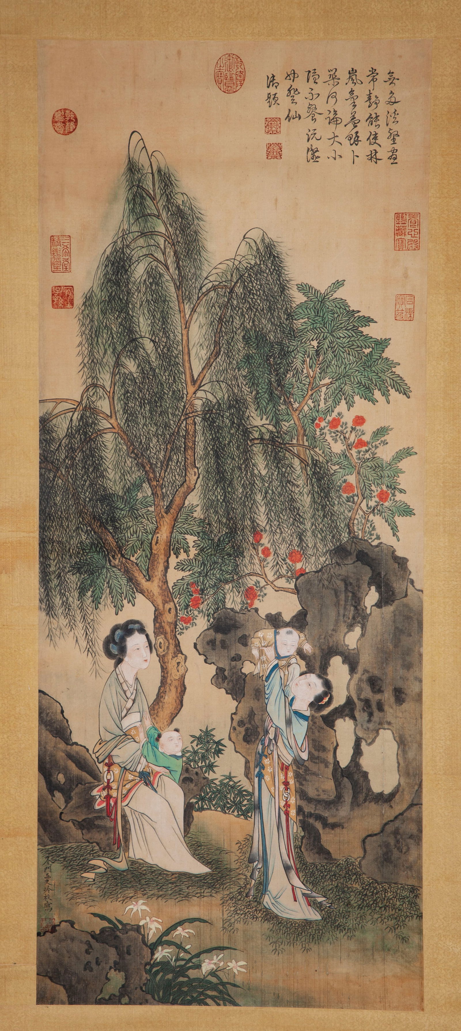 A LADIES AND CHILDREN PAINTING, BY LENG MEI.冷枚 (1 of 10)