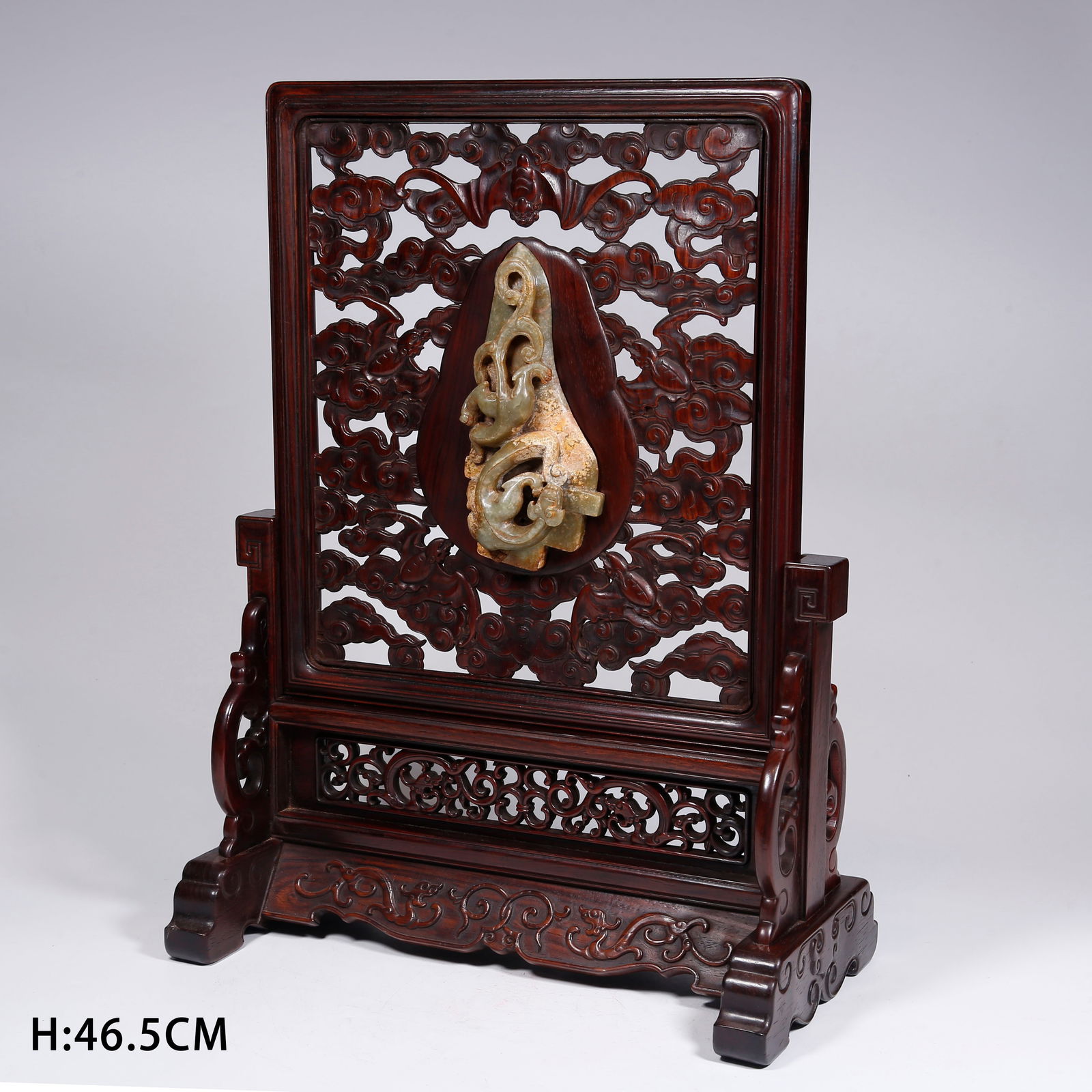 A BOXWOOD TABLE SCREEN, WITH JADE INLAY. (1 of 10)