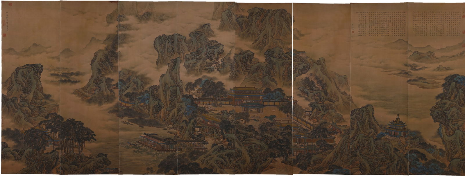 A SILK PAINTING OF QIUYING'S LANDSCAPE (8 PIECES)仇英 (1 of 20)