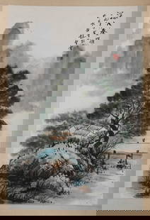A PAPER MOUNTAIN LANDSCAPE BY ZHAO WANGYUN赵望云: Paper Mountain Landscape by Zhao Wangyun赵望云