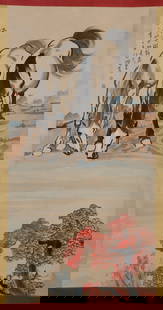 A PAPER PAINTING OF HORSES BY XU BEIHONG徐悲鸿: Paper painting of horses by Xu Beihong徐悲鸿
