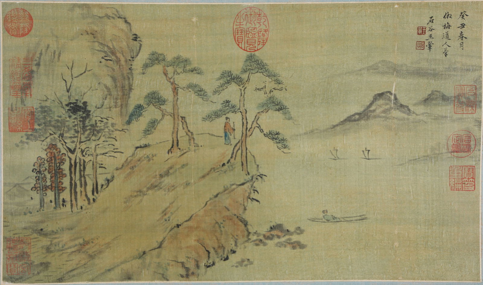 A PAPER-MOUNTED LANDSCAPE PAINTING BY WANG HUI.王翚: Paper-mounted landscape painting by Wang Hui.王翚