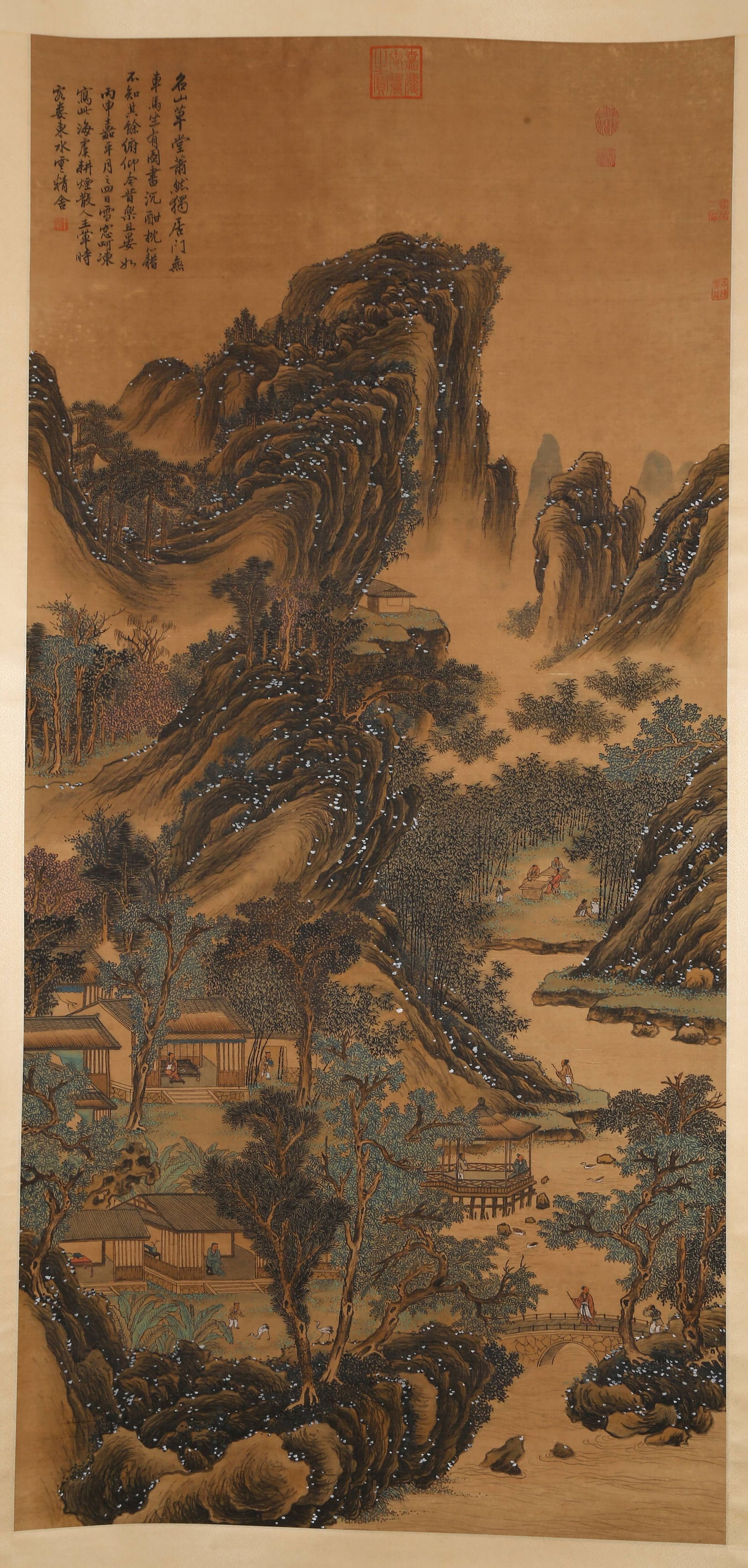 A LANDSCAPE PAINTING ON SILK, BY WANG HUI.王翬: Landscape Painting on Silk, Painted by Wang Hui.王翬
