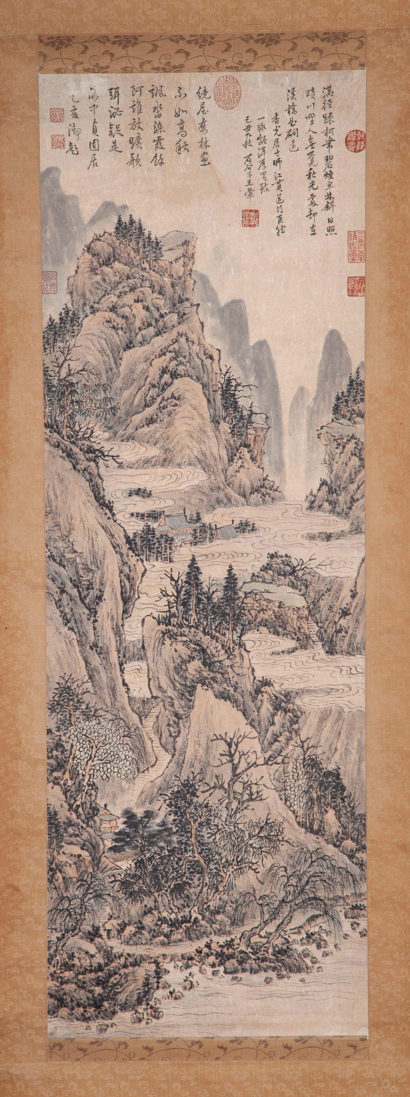 A LANDSCAPE PAINTING ON PAPER, BY WANG HUI.王翬: Landscape Painting on Paper, Painted by Wang Hui.王翬