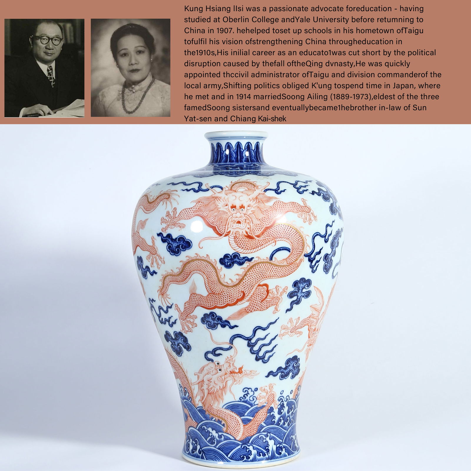 A BLUE AND WHITE IRON RED SEA CLOUD DRAGON PATTERN LARGE MEI VASE (1 of 10)