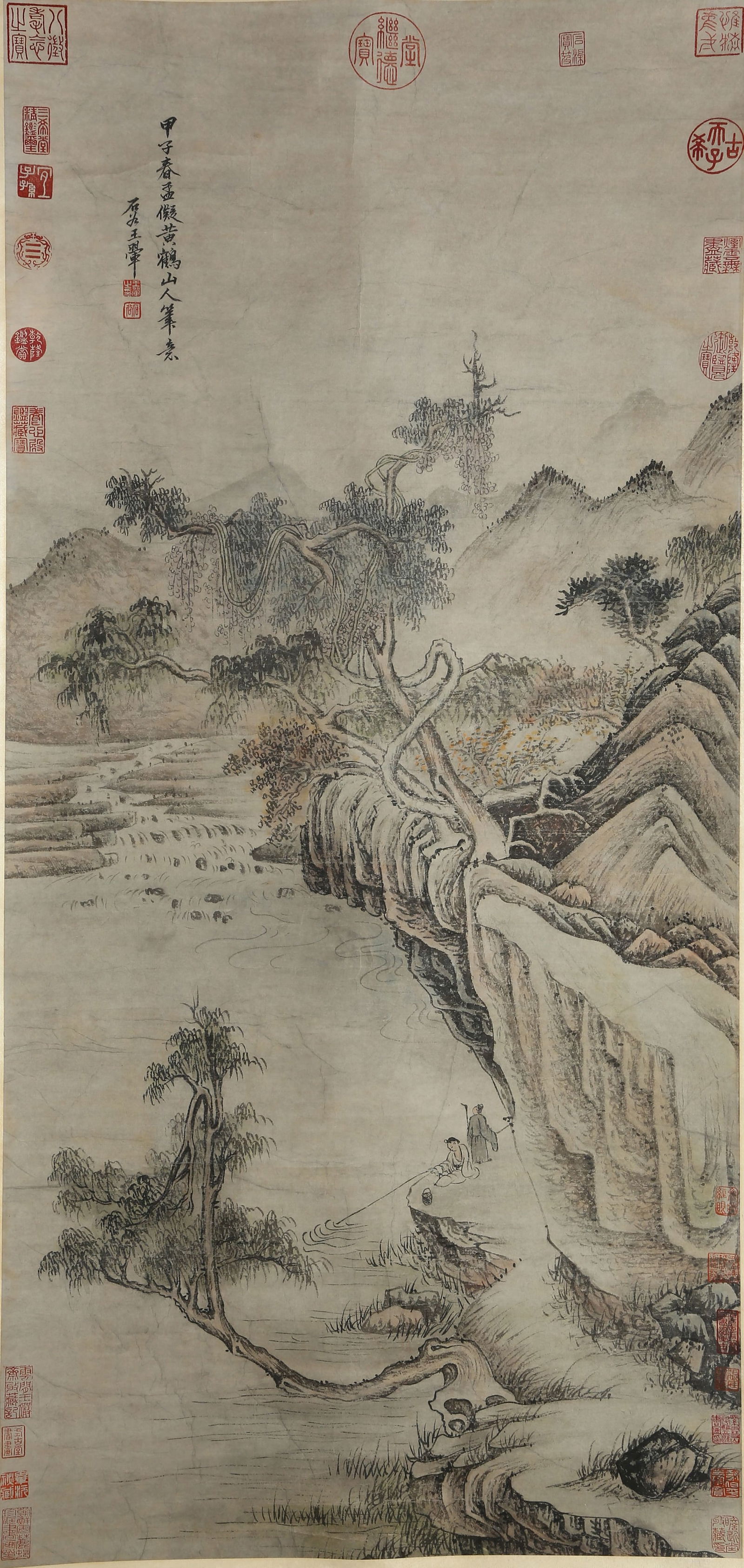 A PAPER PAINTING OF LANDSCAPES BY WANG HUI.王翬: Paper painting of landscapes by Wang hui.王翬