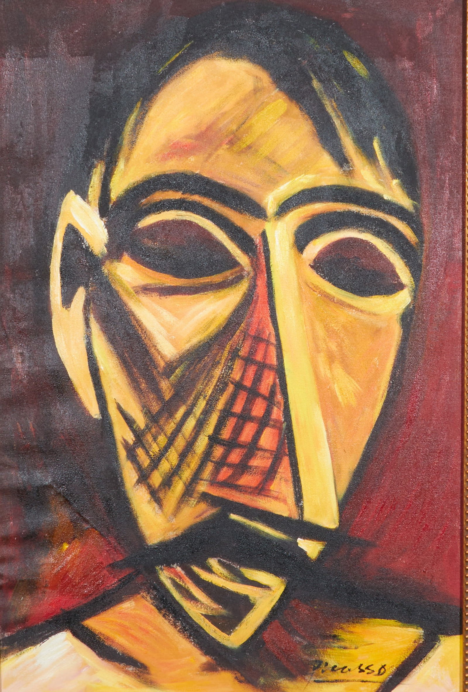 A FRAMED OIL PAINTING OF FIGURES BY PICASSO.毕加索 (1 of 8)