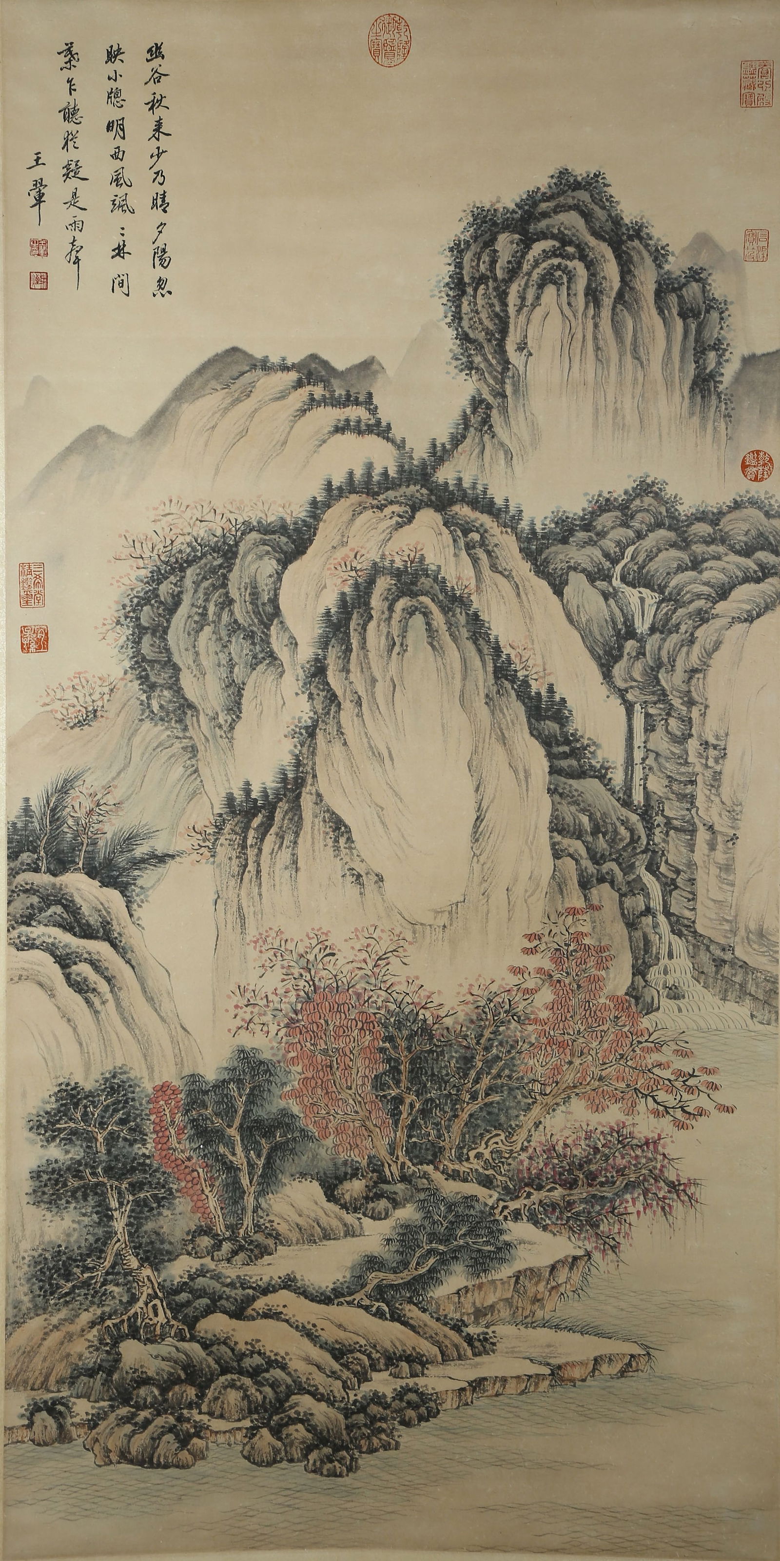 A PAPER LANDSCAPE PAINTING BY WANG HUI.王翬: Paper landscape painting by Wang Hui.王翬