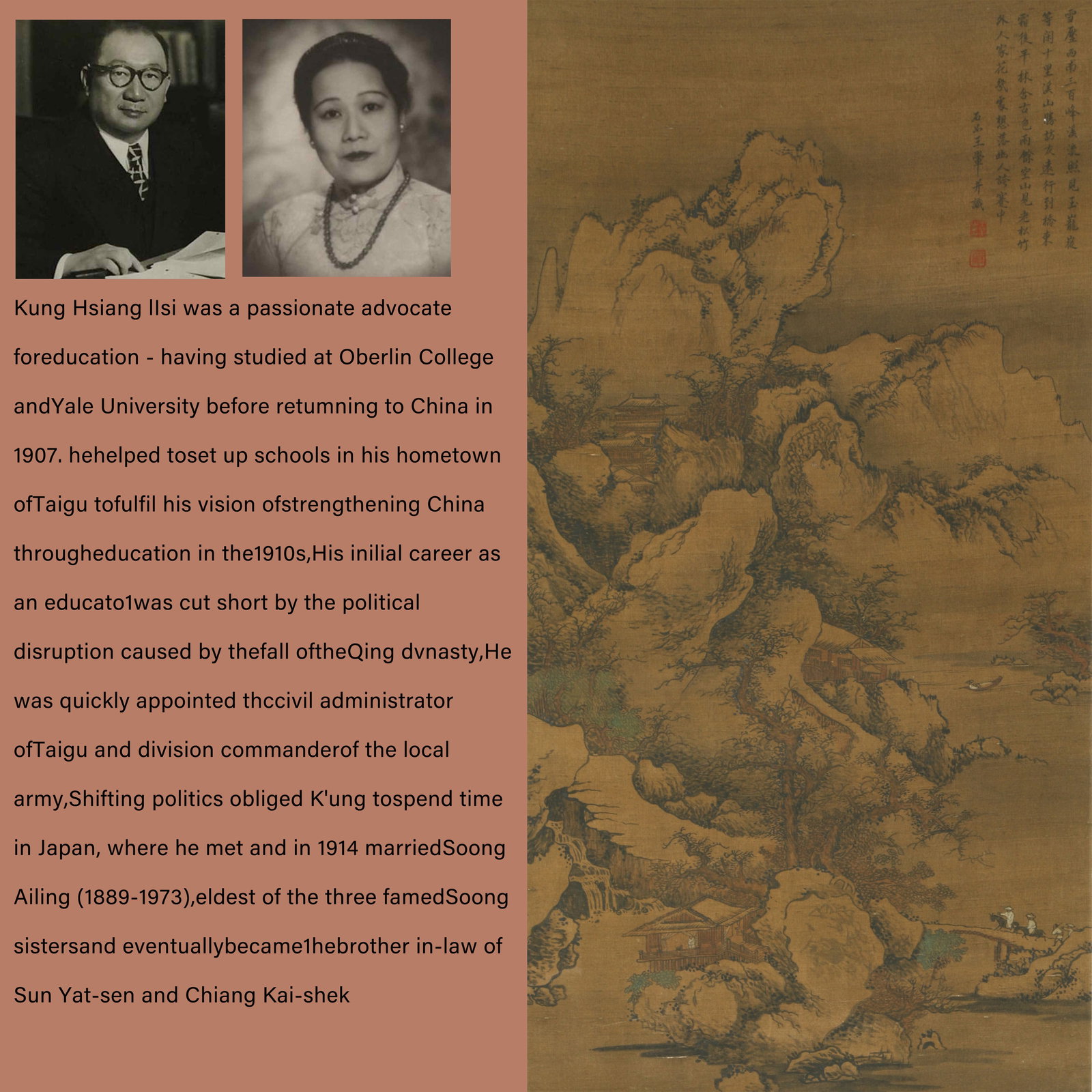 A SILK PAINTING BY WANG HUI OF LANDSCAPES.王翚: Silk painting by Wang Hui of landscapes.王翚PROVENANCE: Highlight of this sale is part of the collection of K'ung Hsiang-Hsi (Kong Xiangxi, 孔祥熙, 1880-1967). Born in Ta