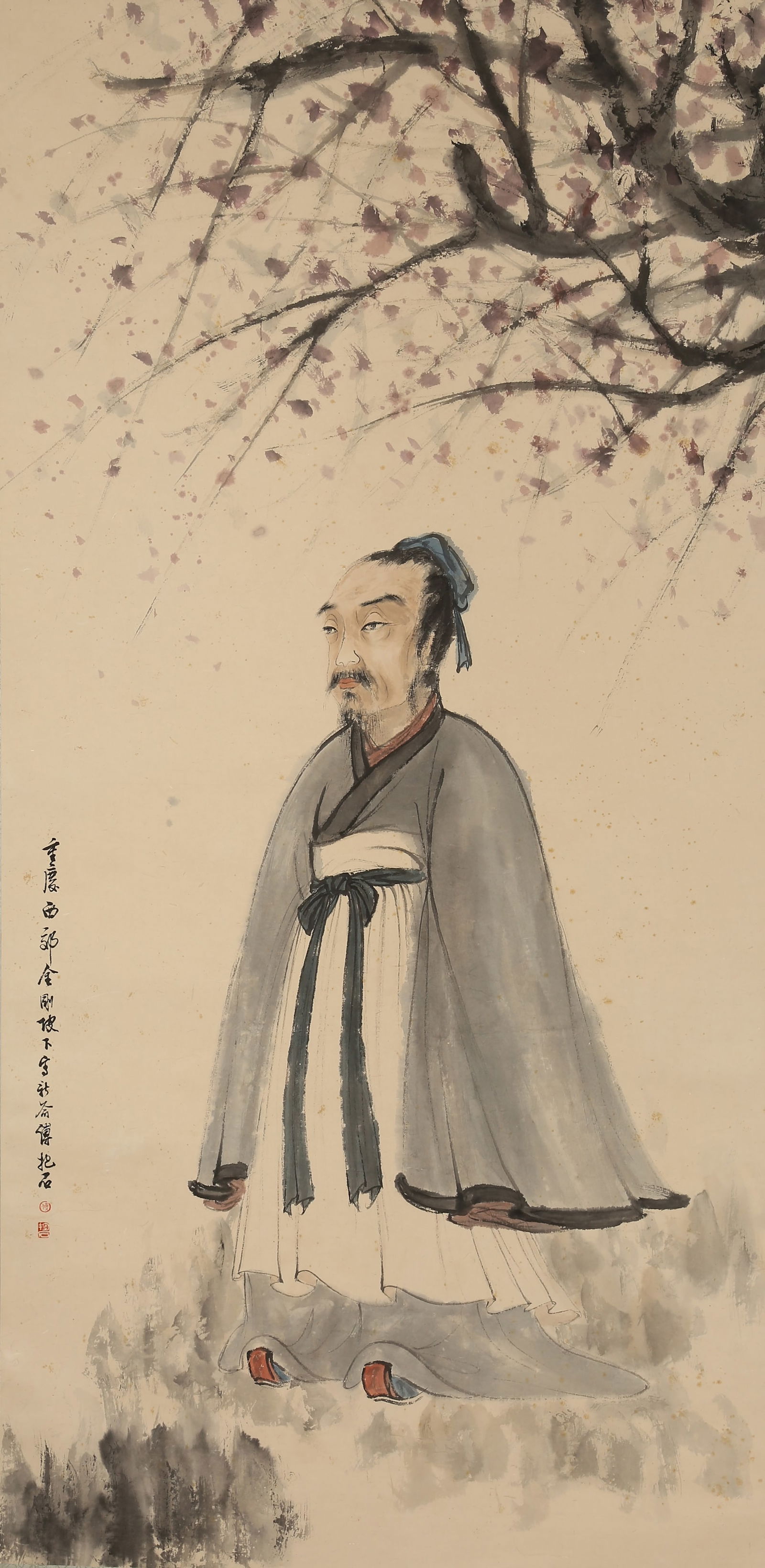 A PAPER PAINTING OF FIGURES BY FU BAOSHI.傅抱石: Paper painting of figures by Fu Baoshi.傅抱石