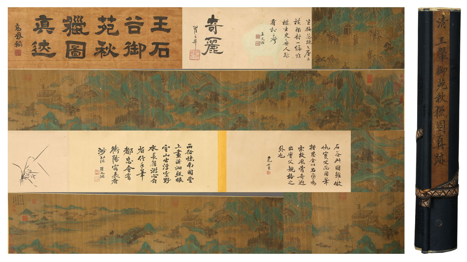 A SILK PAINTING OF LANDSCAPE BY WANG HUI (HANDSCROLL).王翚: Silk painting of landscape by Wang Hui (handscroll).王翚