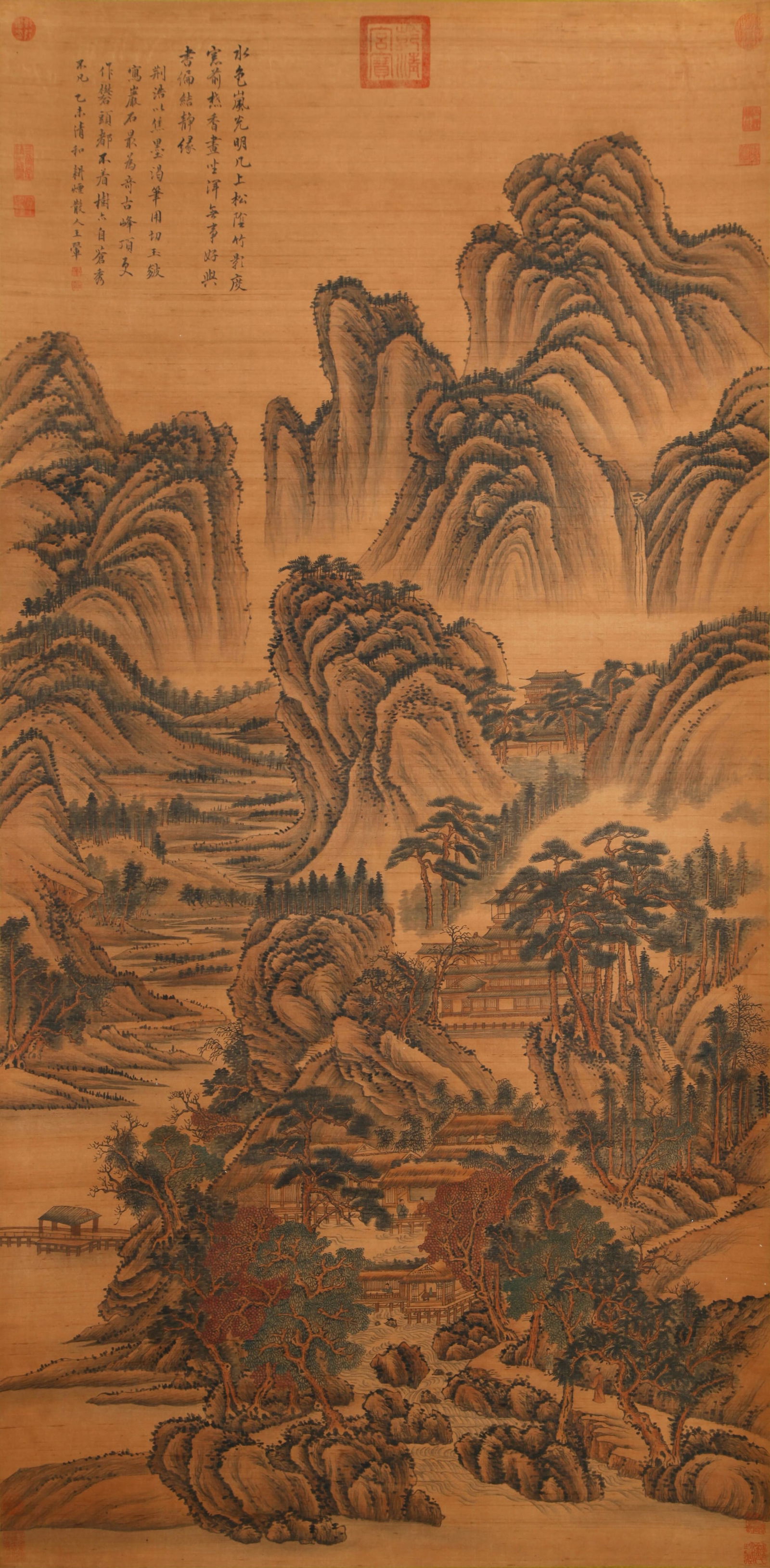 A LANDSCAPE PAINTINGS ON SILK BY WANG HUI.王翚: Landscape Paintings on Silk by Wang Hui.王翚