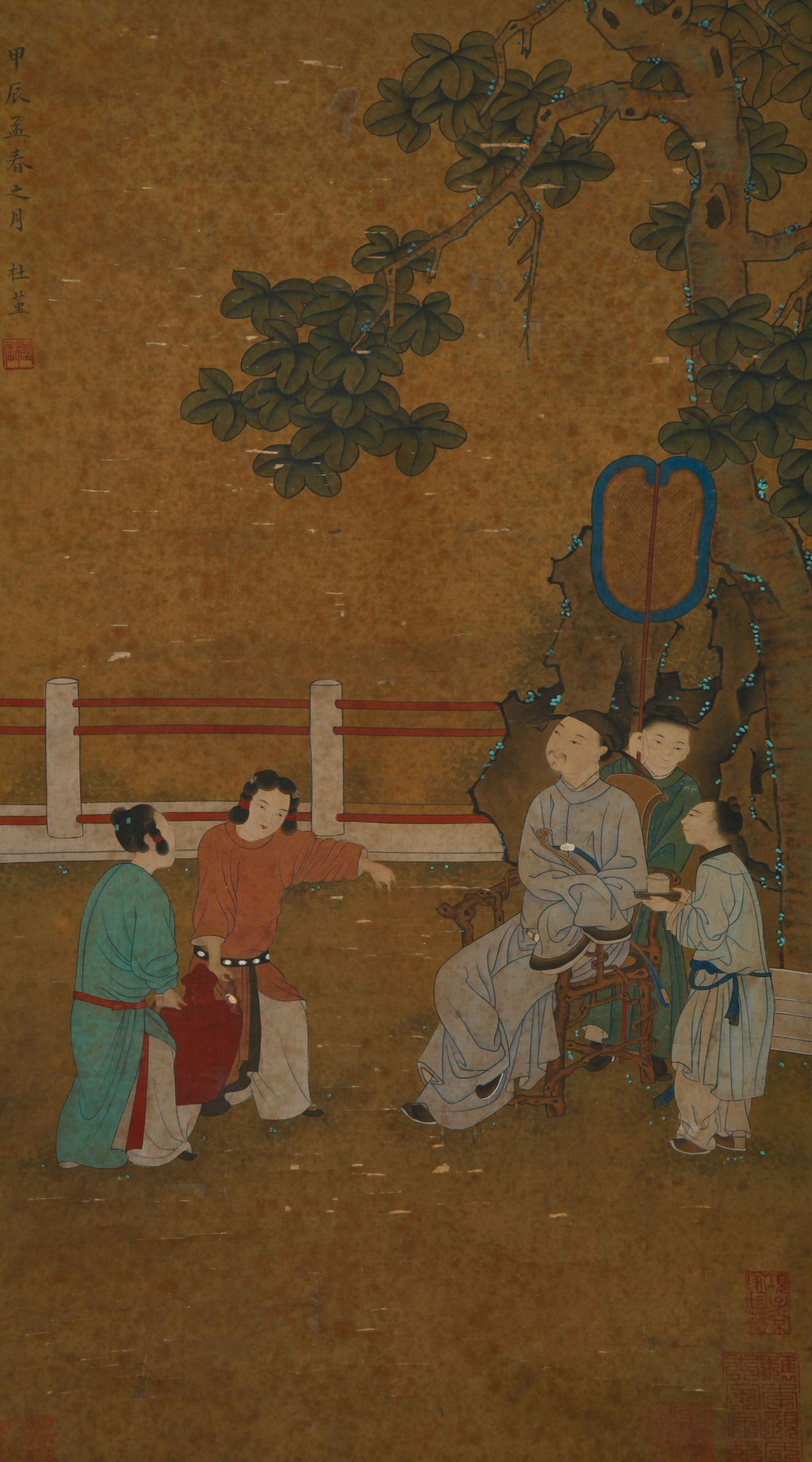 A FIGURE STORY PAINTINGS ON SILK BY DU JIN.杜堇: Figure Story Paintings on Silk by Du Jin.杜堇