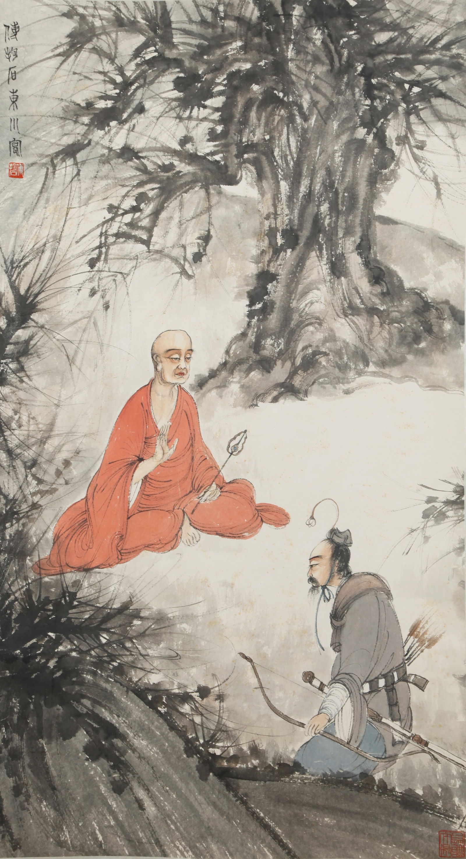A PAPER PAINTING OF FIGURES AND STORY SCENES BY FU BAOSHI.傅抱石: Paper painting of figures and story scenes by Fu Baoshi.傅抱石