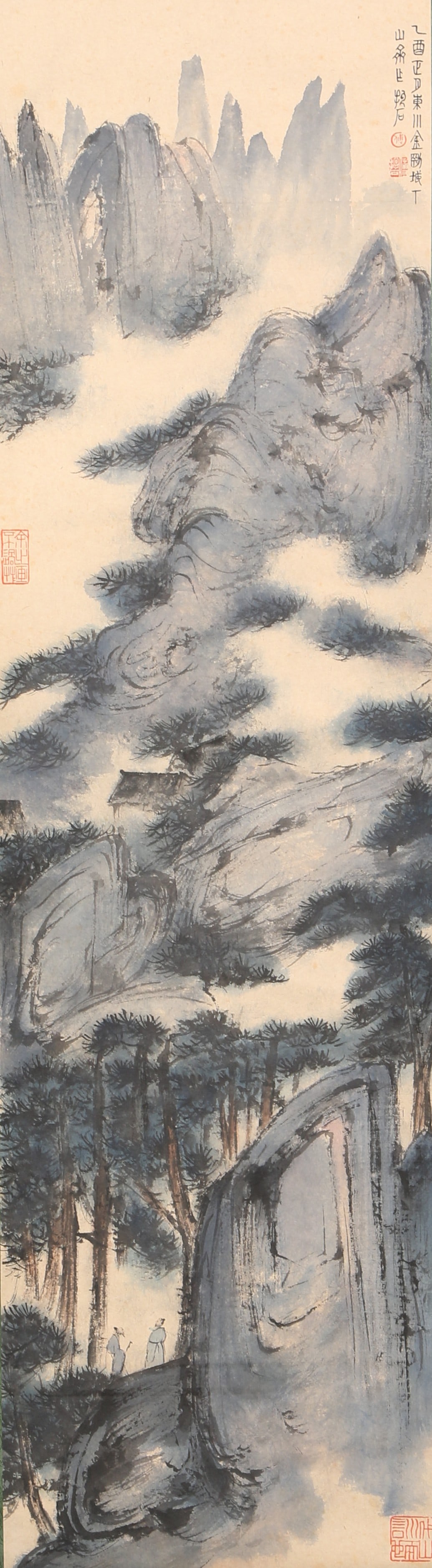 A LANDSCAPE PAINTING ON PAPER BY FU BAOSHI.傅抱石: Landscape painting on paper by Fu Baoshi.傅抱石