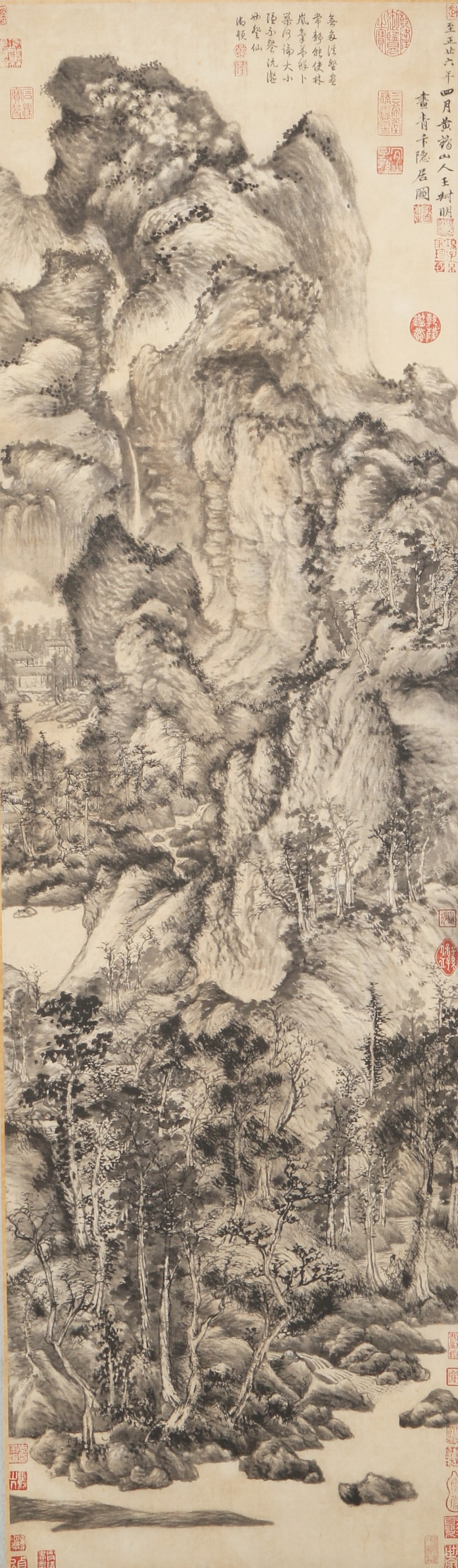 A PAPER PAINTING OF "LANDSCAPE" BY WANG MENG.王蒙: Paper Painting of "Landscape" by Wang Meng.王蒙