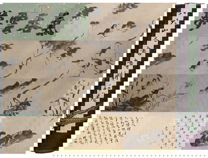 A PAPER HANDSCROLL OF LOTUS AND INSECTS BY BADA SHANREN.八大山人: Paper Handscroll of Lotus and Insects by Bada Shanren.八大山人