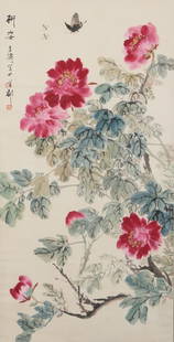 A PAPER PAINTING OF FLOWERS BY WANG XUETAO.王雪涛: Paper painting of flowers by Wang Xuetao.王雪涛
