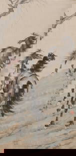 A PAPER PAINTING OF HORSES BY XU BEIHONG.徐悲鸿: Paper Painting of Horses by Xu Beihong.&#24464;&#24754;&#40511;