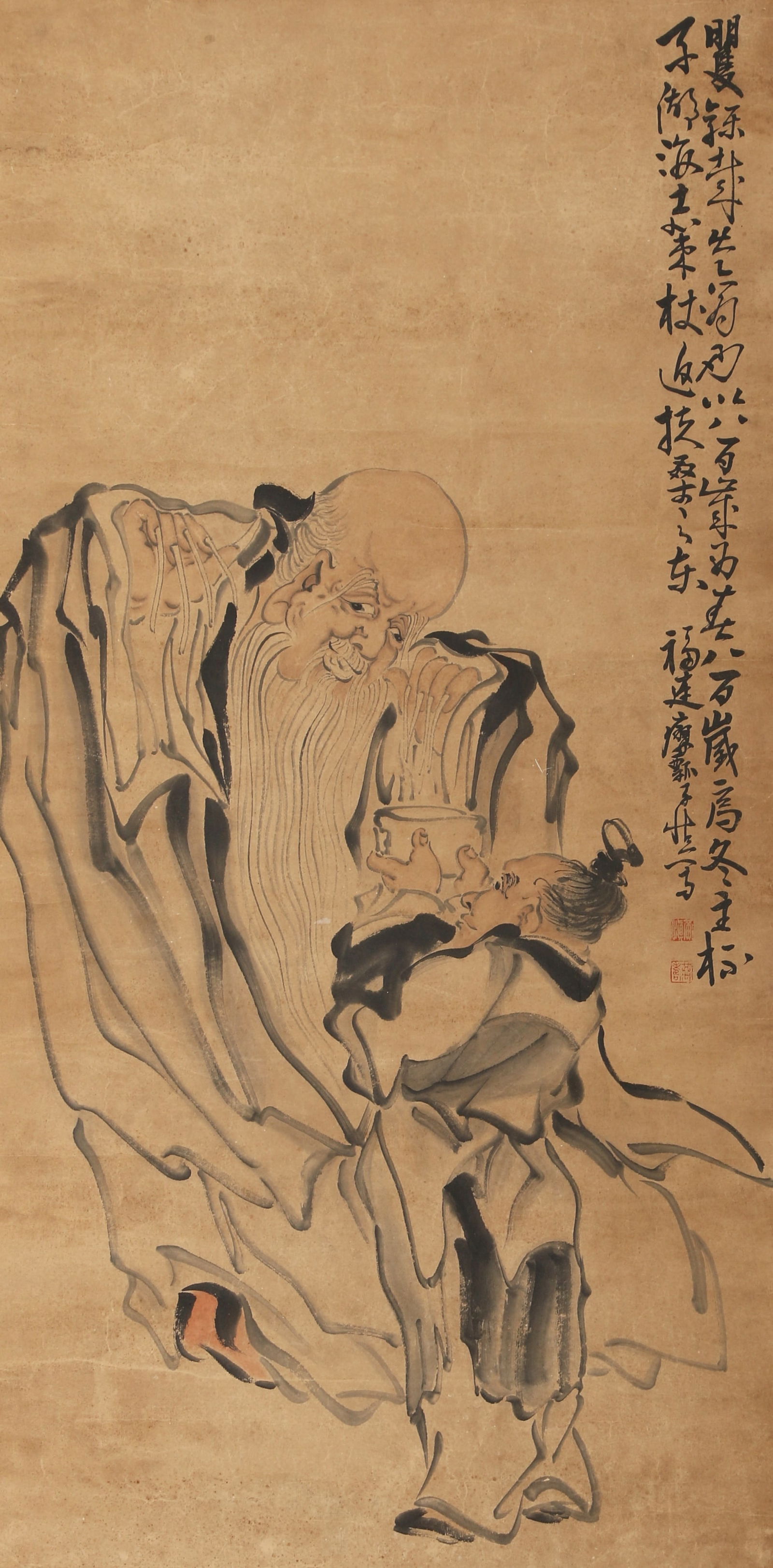 A FIGURE PAINTING ON PAPER BY HUANG SHEN.黄慎 (1 of 9)