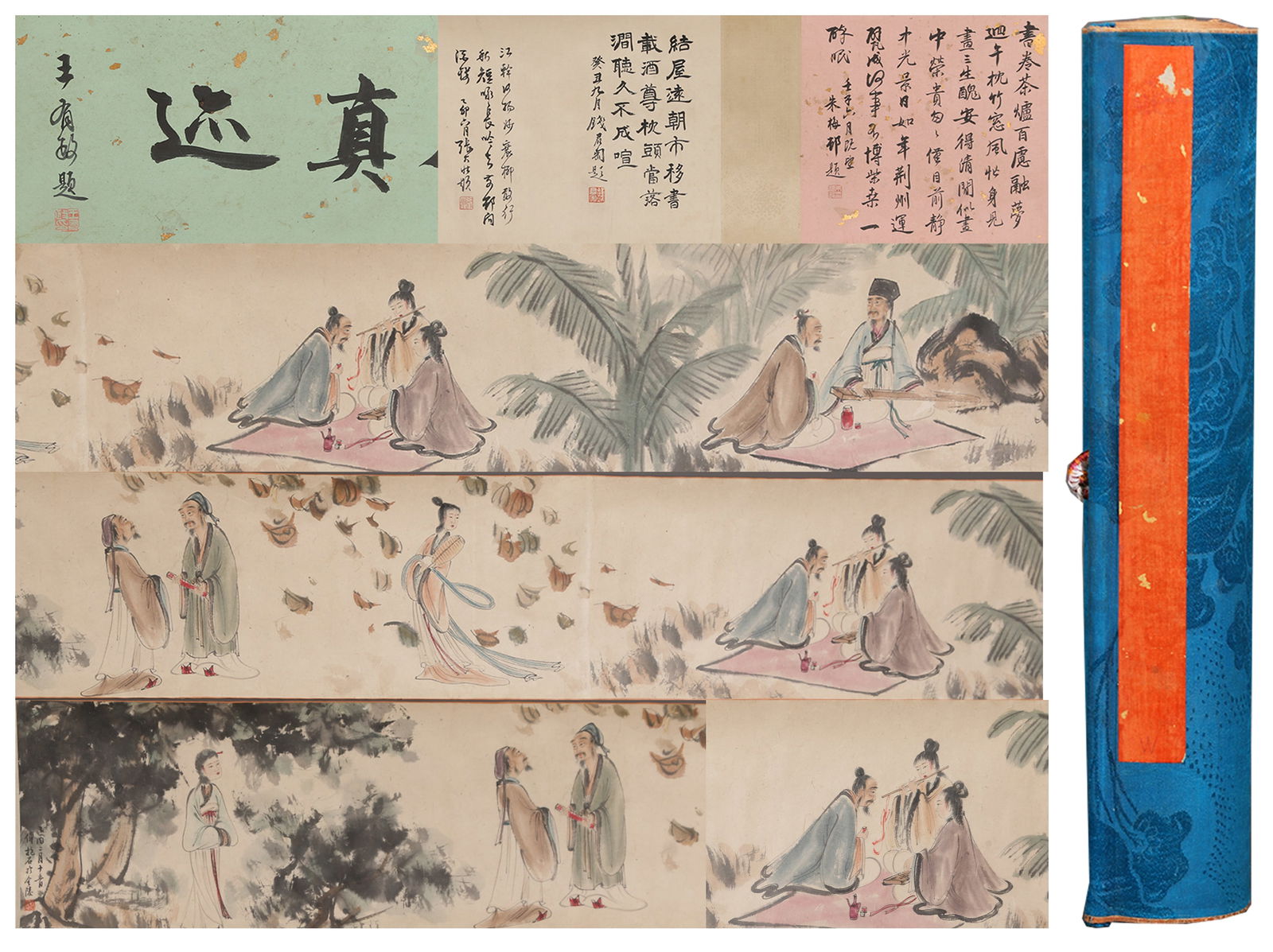 A FIGURE HANDSCROLL ON PAPER BY FU BAOSHI.傅抱石: Figure Handscroll on Paper by Fu Baoshi.傅抱石